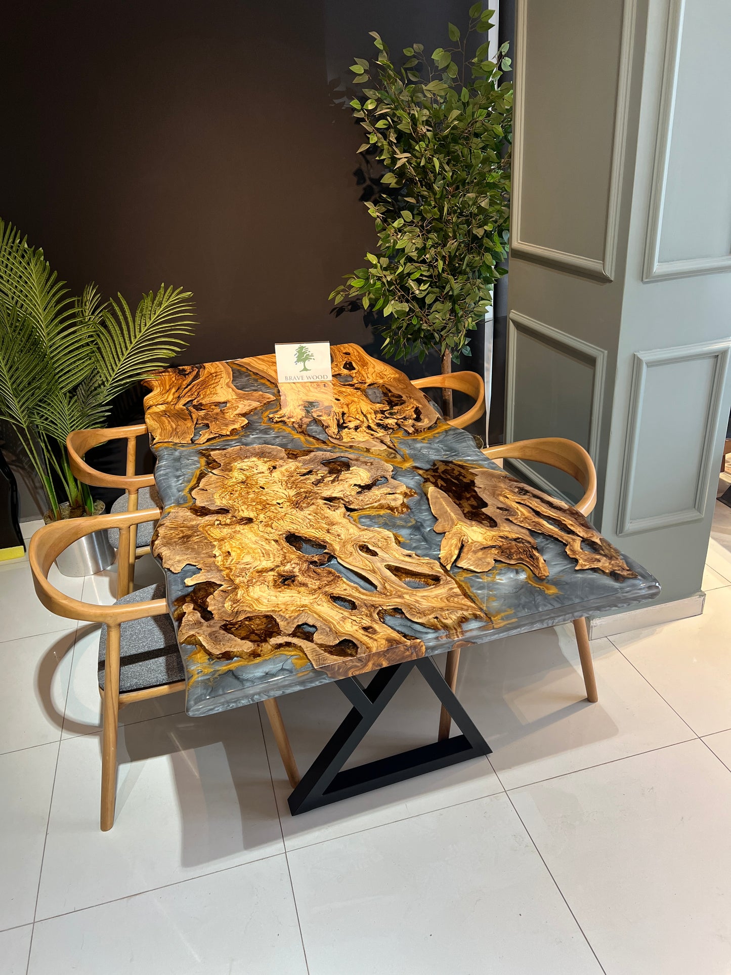 Epoxy olive table, Living room table, Custom live edge epoxy resin dining table, Color pigment epoxy, Dining room table