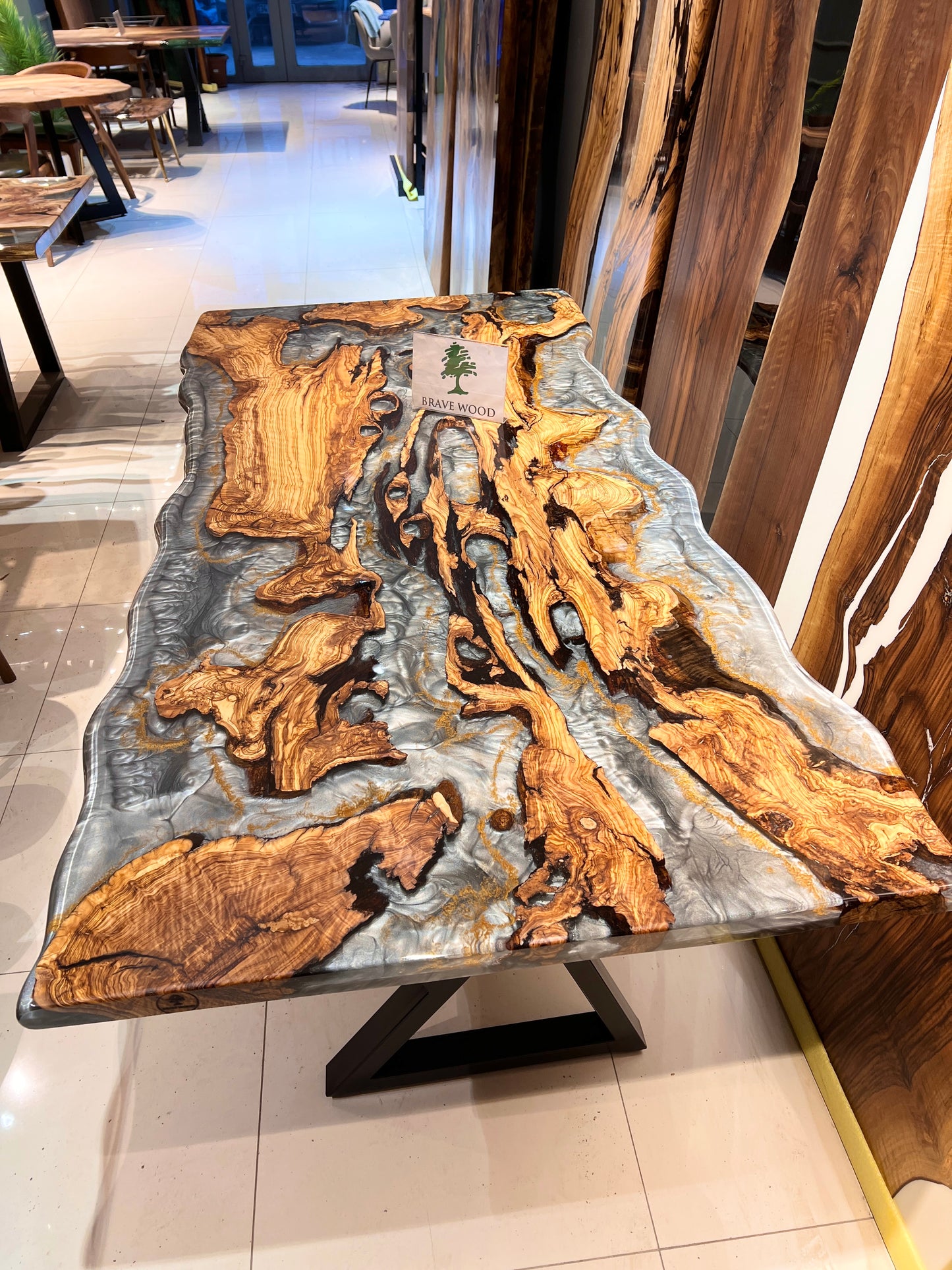 Gray epoxy, Dining room table, Conference table, Epoxy olive table, Custom live edge epoxy resin dining table, Dining room table