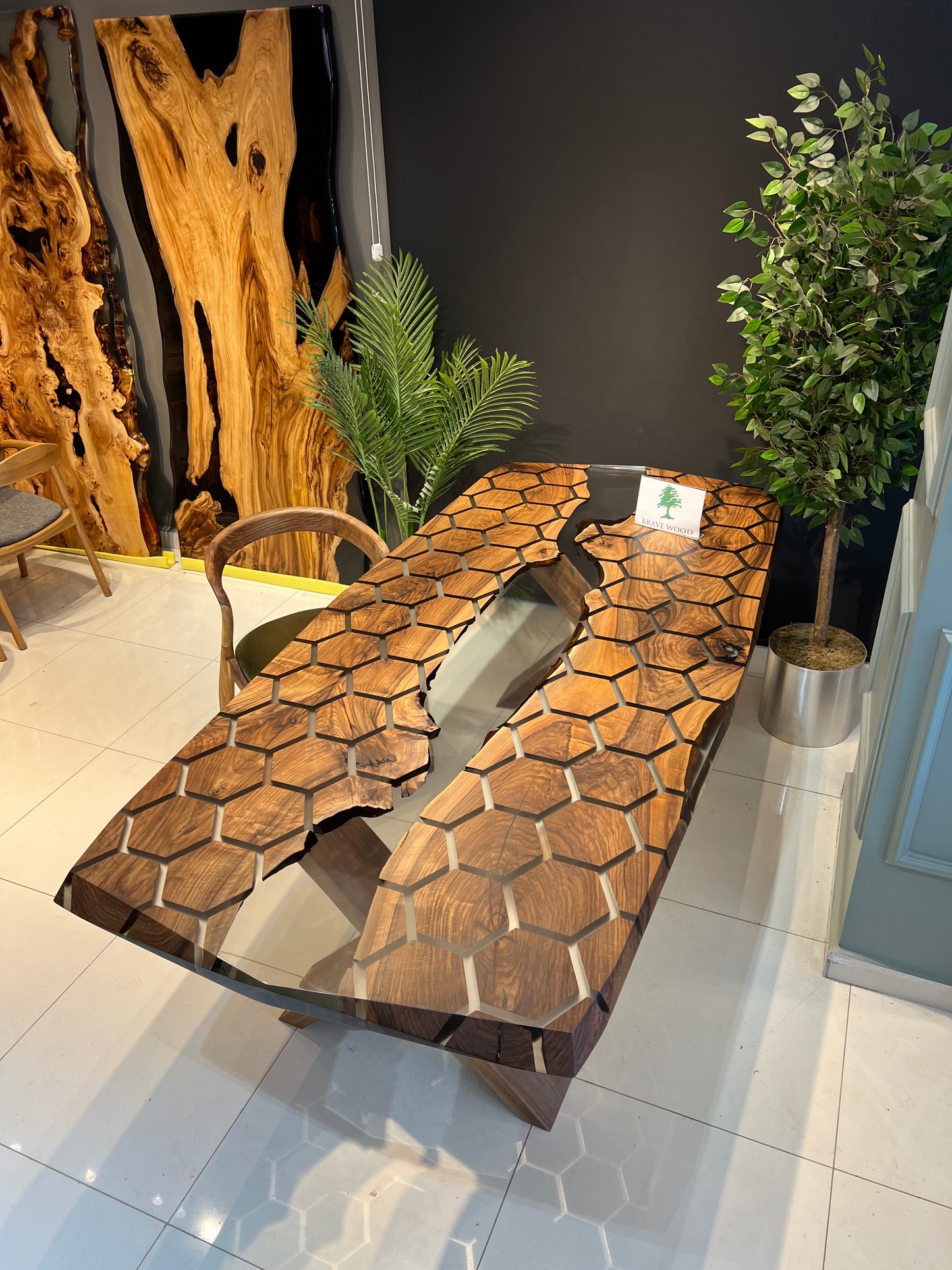 Clear epoxy table, Kitchen dining table, Honeycomb Epoxy Table , Black Walnut Table, Epoxy Walnut table, Walnut dining room table,