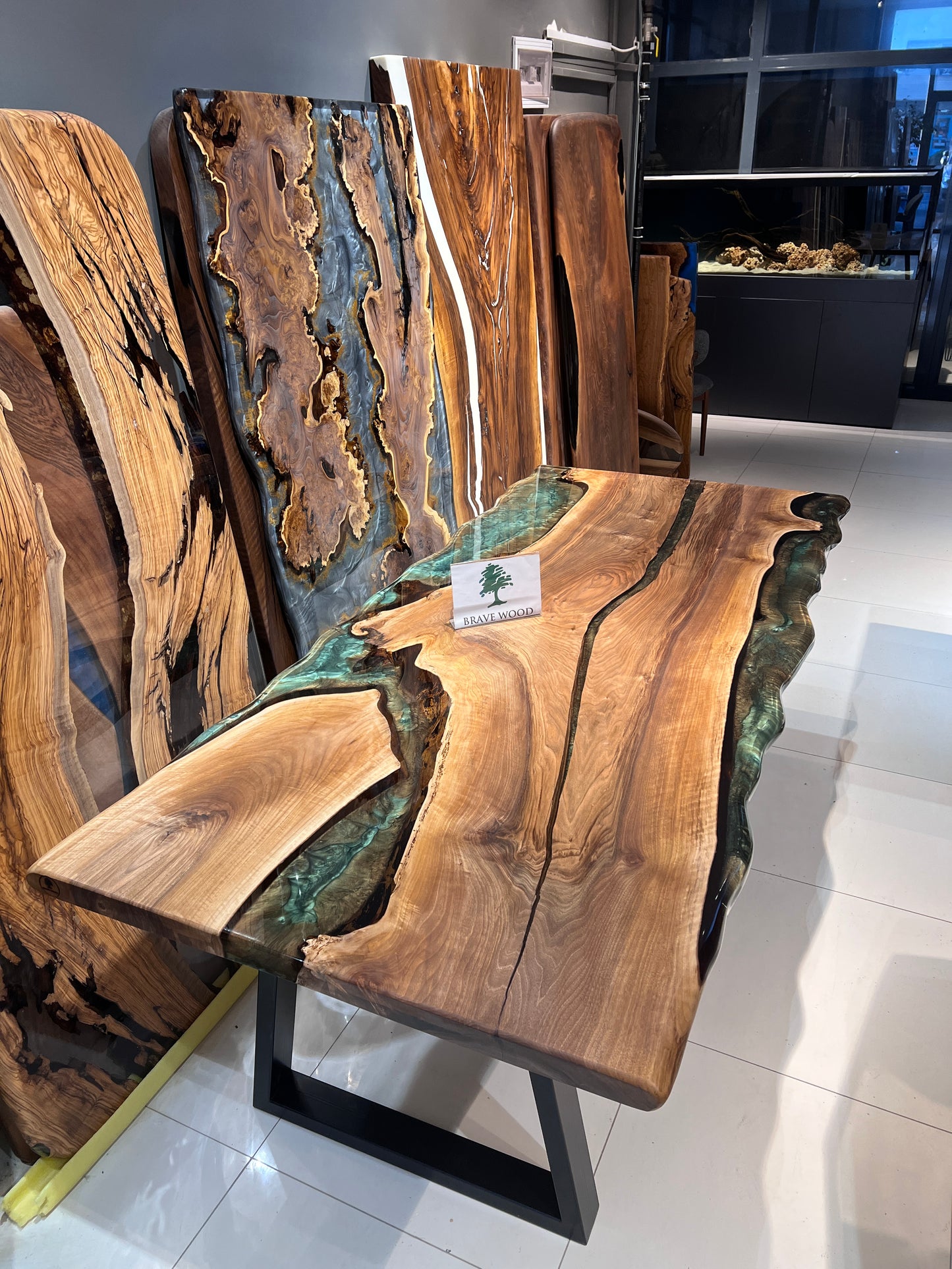 Dining room table, Kitchen table, Green epoxy, Walnut wood, Epoxy table, Custom live edge epoxy resin dining table, Natural edge table