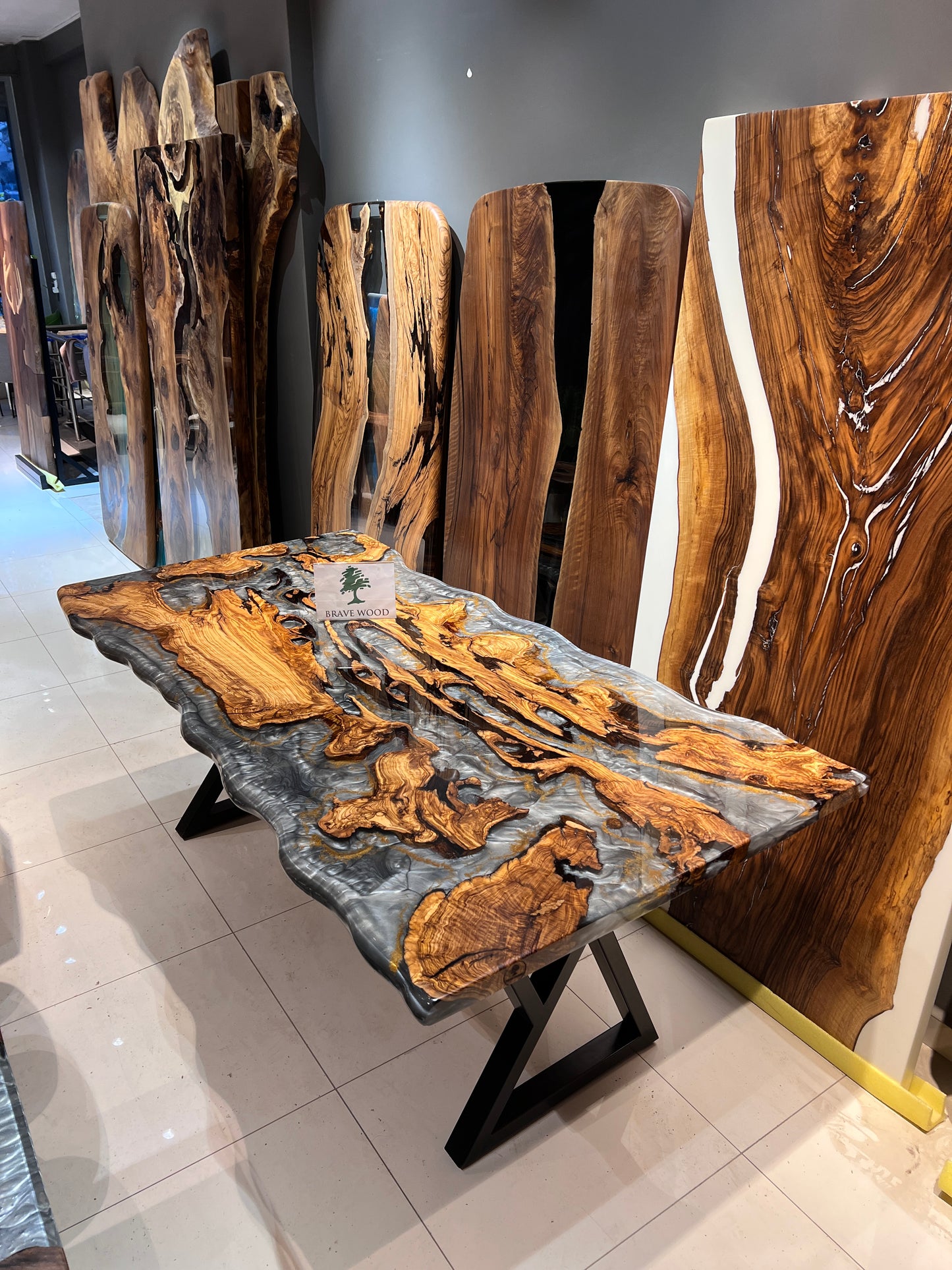 Gray epoxy, Dining room table, Conference table, Epoxy olive table, Custom live edge epoxy resin dining table, Dining room table