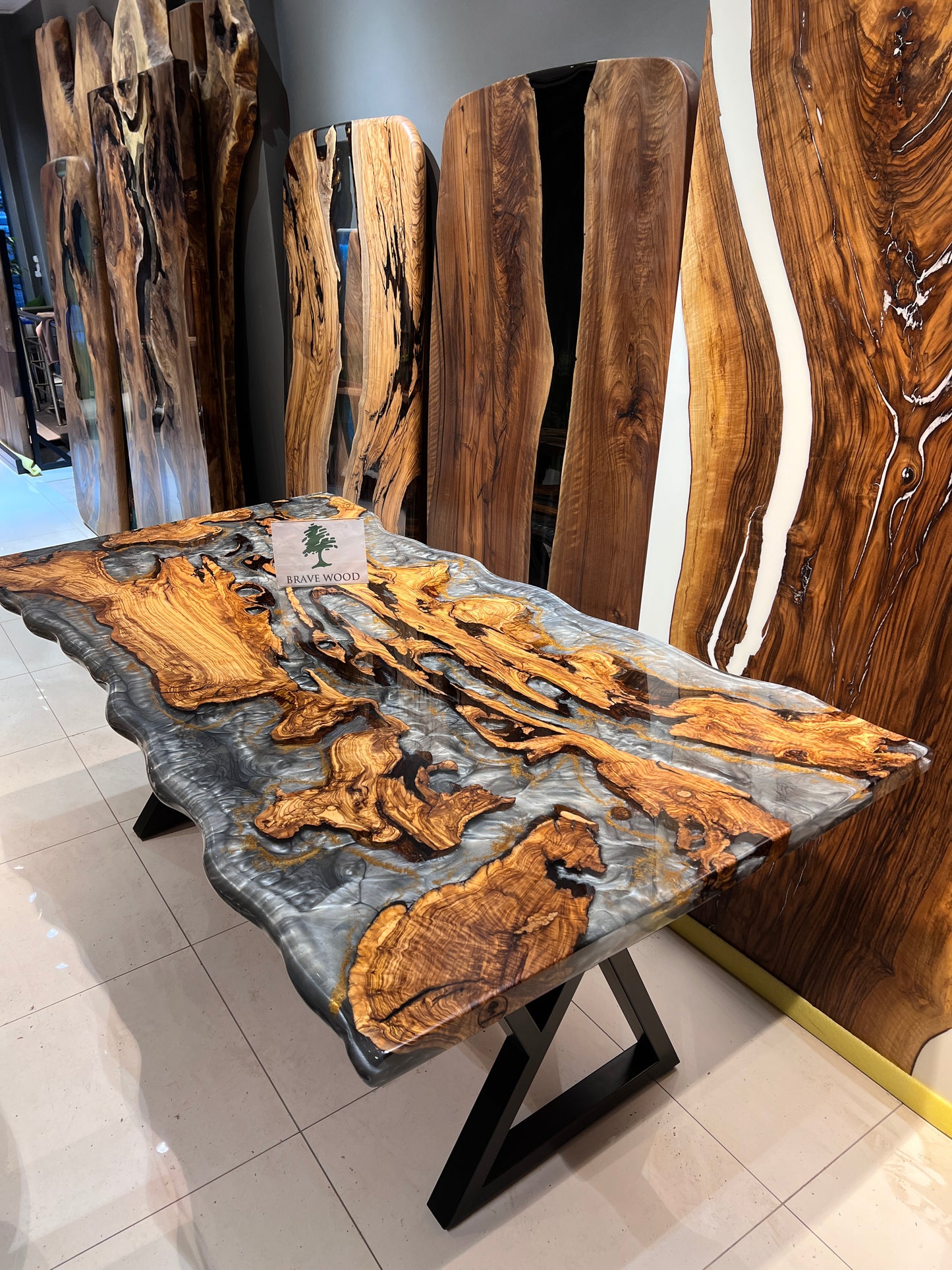 Gray epoxy, Dining room table, Conference table, Epoxy olive table, Custom live edge epoxy resin dining table, Dining room table