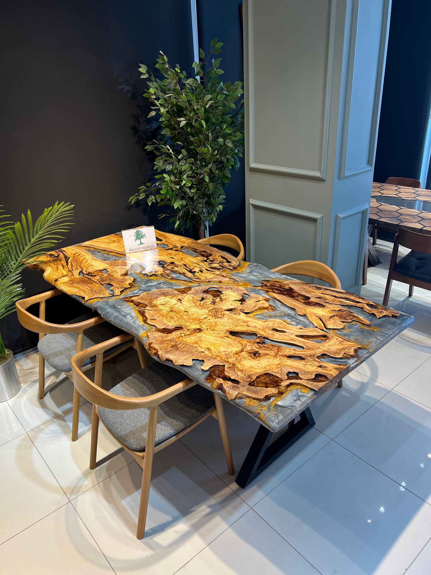 Epoxy olive table, Living room table, Custom live edge epoxy resin dining table, Color pigment epoxy, Dining room table