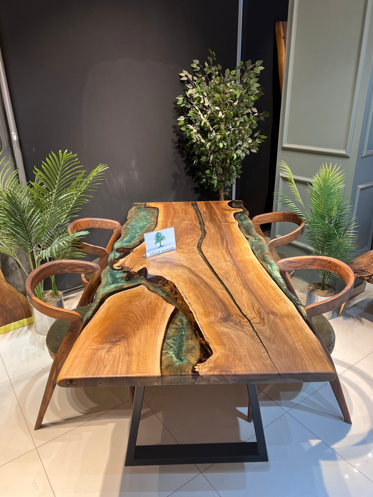 Dining room table, Kitchen table, Green epoxy, Walnut wood, Epoxy table, Custom live edge epoxy resin dining table, Natural edge table