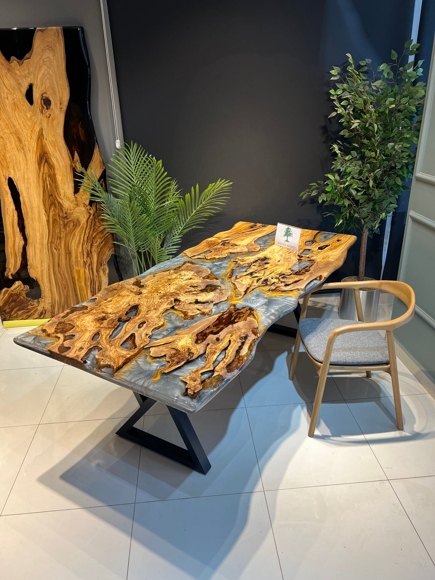 Epoxy olive table, Living room table, Custom live edge epoxy resin dining table, Color pigment epoxy, Dining room table