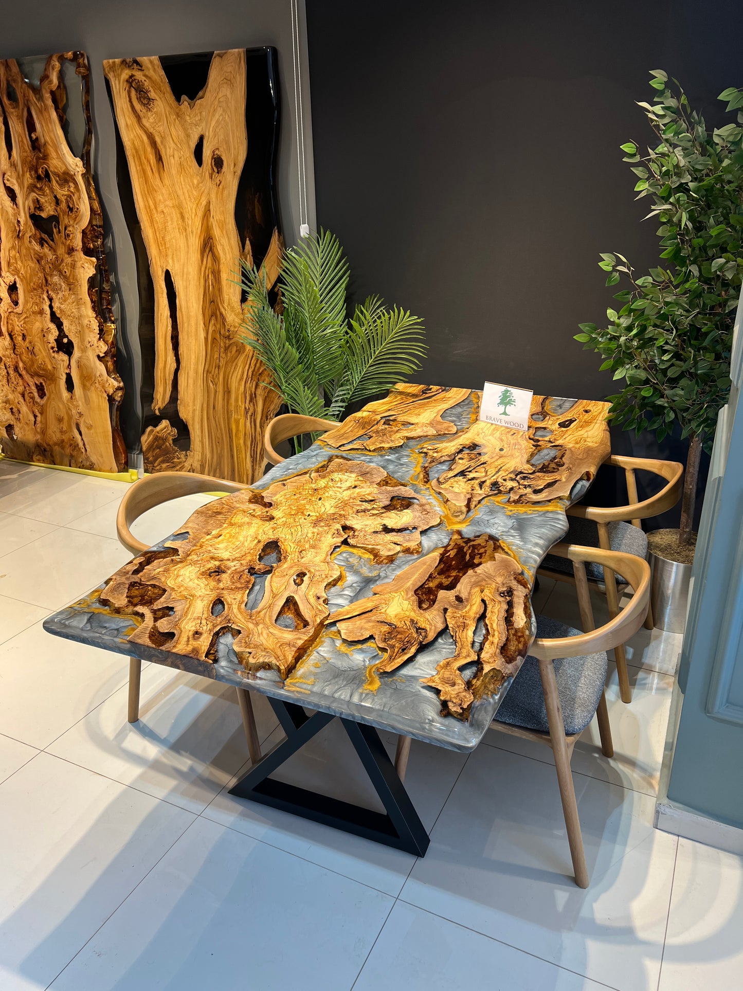 Epoxy olive table, Living room table, Custom live edge epoxy resin dining table, Color pigment epoxy, Dining room table
