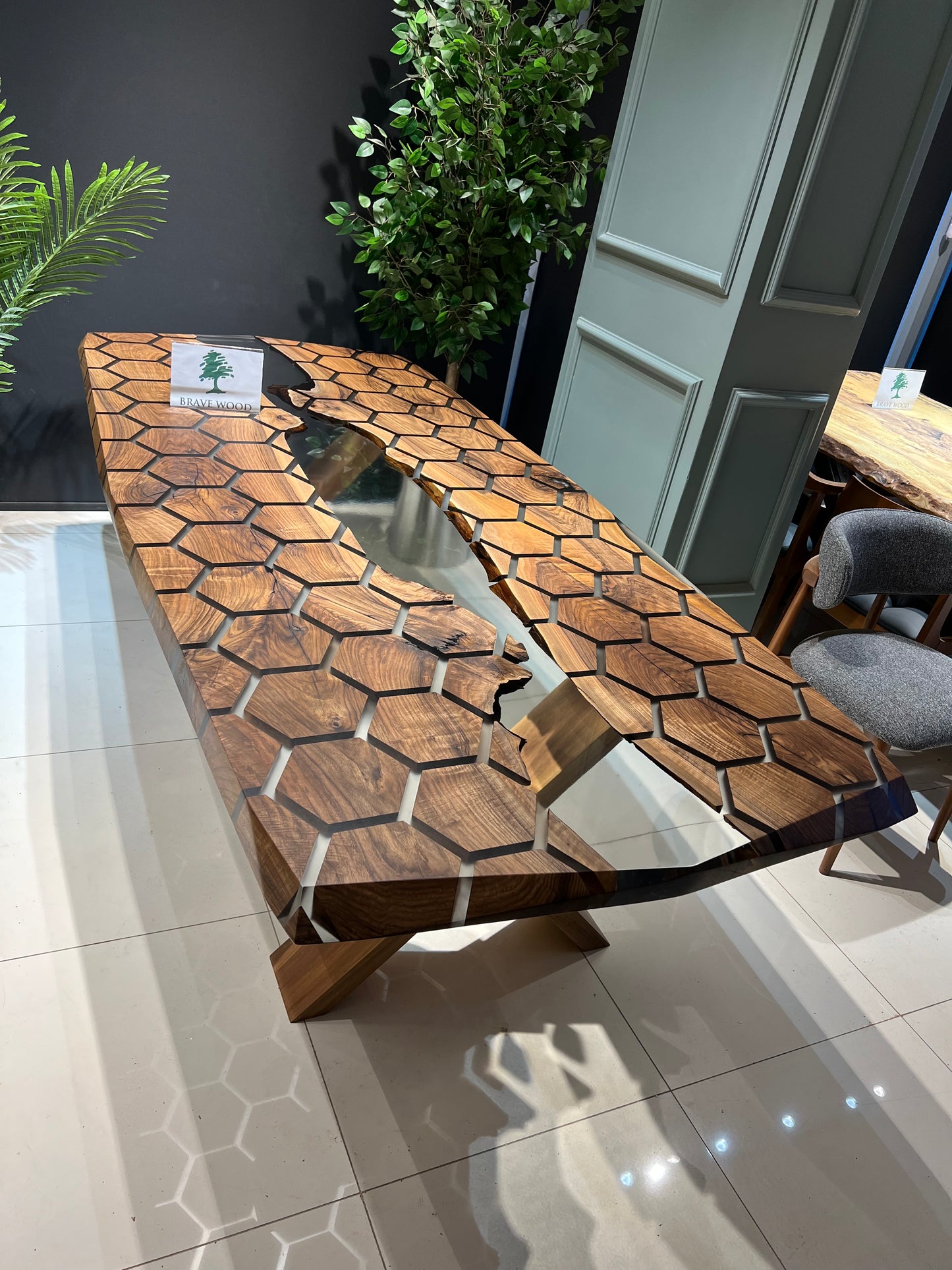 Clear epoxy table, Kitchen dining table, Honeycomb Epoxy Table , Black Walnut Table, Epoxy Walnut table, Walnut dining room table,
