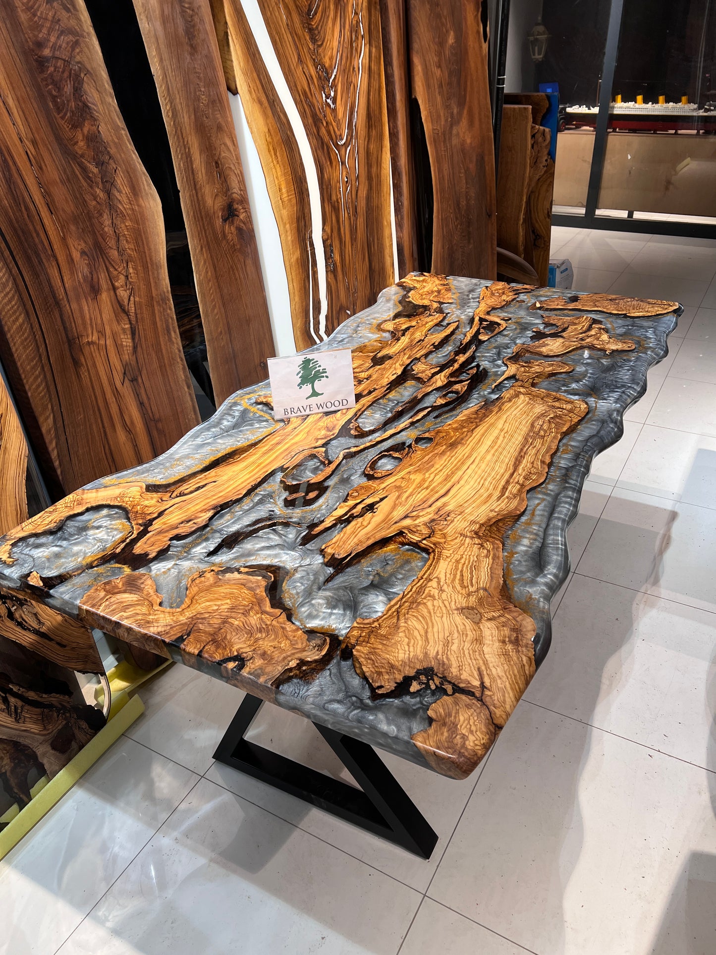 Gray epoxy, Dining room table, Conference table, Epoxy olive table, Custom live edge epoxy resin dining table, Dining room table