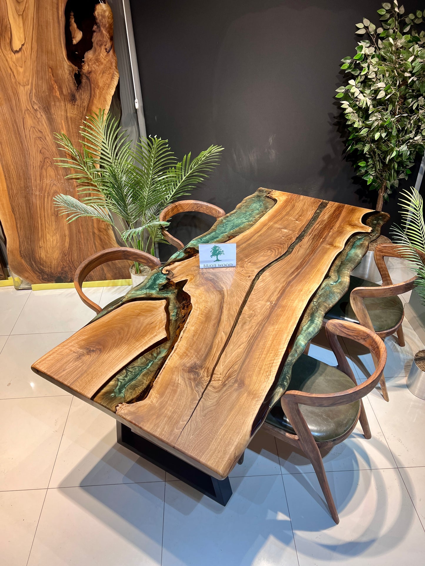 Dining room table, Kitchen table, Green epoxy, Walnut wood, Epoxy table, Custom live edge epoxy resin dining table, Natural edge table