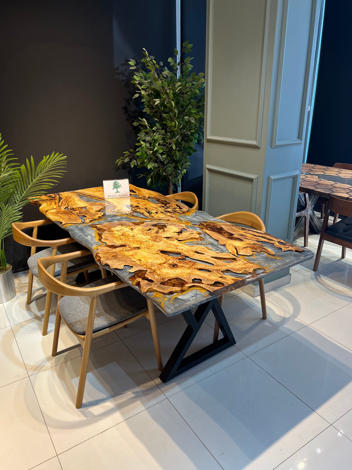 Epoxy olive table, Living room table, Custom live edge epoxy resin dining table, Color pigment epoxy, Dining room table