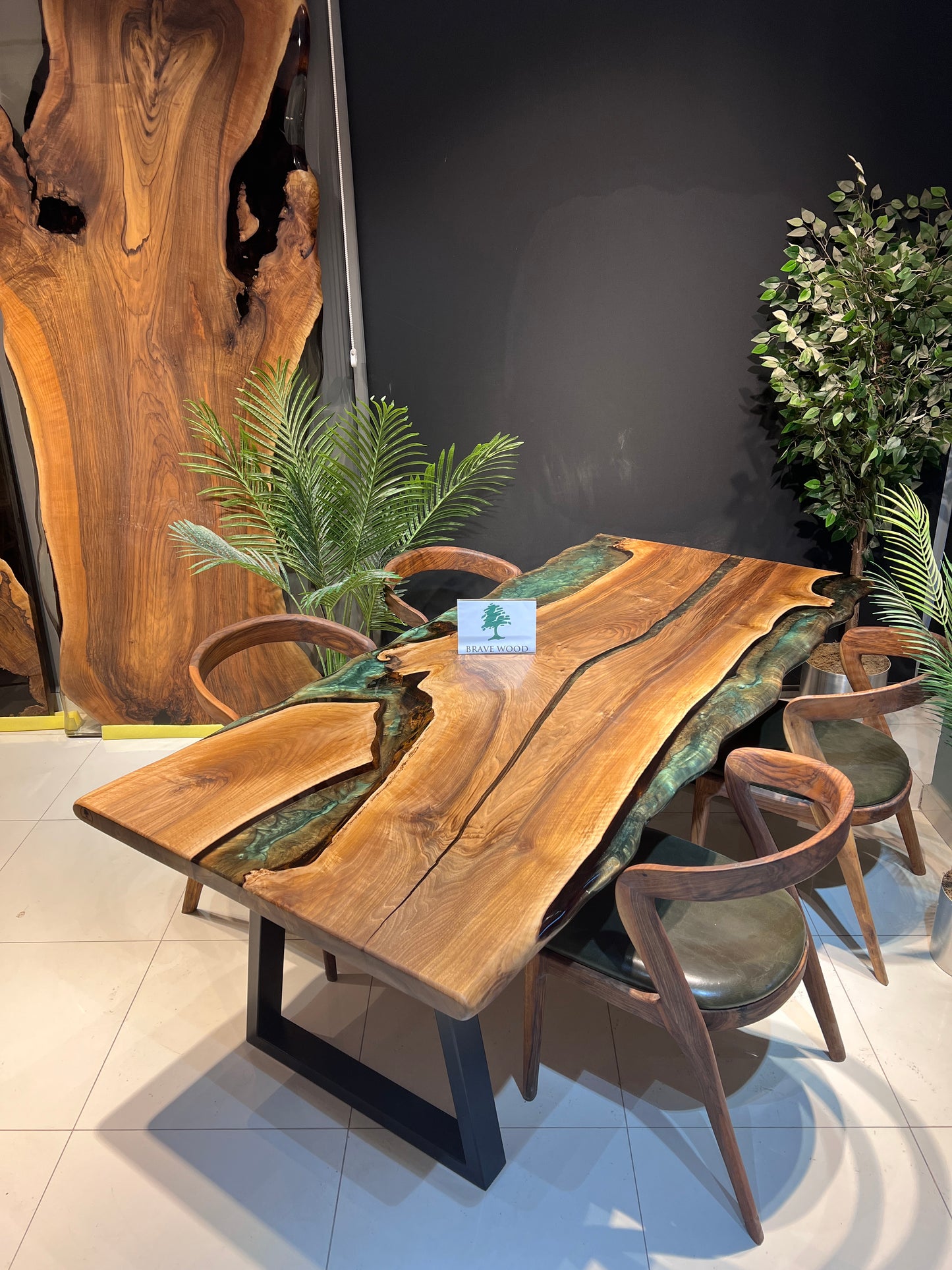 Dining room table, Kitchen table, Green epoxy, Walnut wood, Epoxy table, Custom live edge epoxy resin dining table, Natural edge table