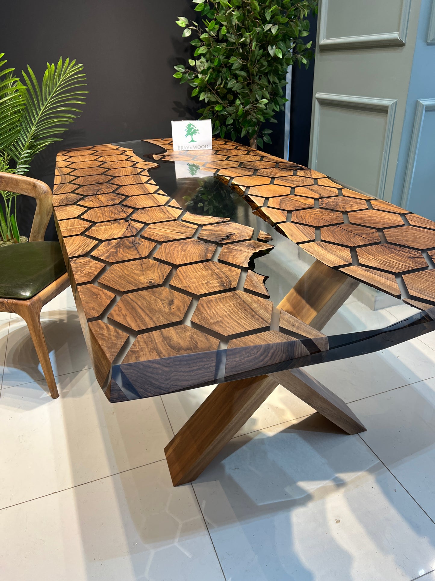 Clear epoxy table, Kitchen dining table, Honeycomb Epoxy Table , Black Walnut Table, Epoxy Walnut table, Walnut dining room table,
