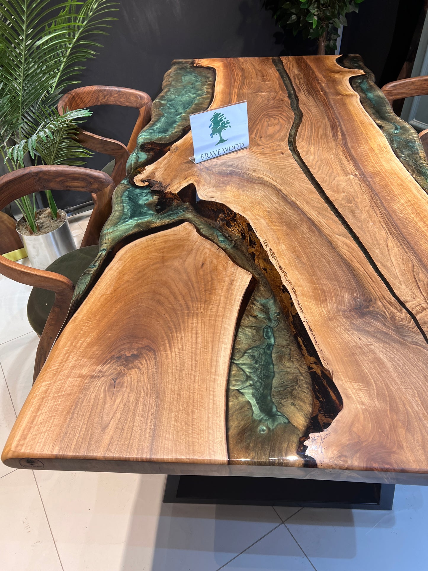 Dining room table, Kitchen table, Green epoxy, Walnut wood, Epoxy table, Custom live edge epoxy resin dining table, Natural edge table