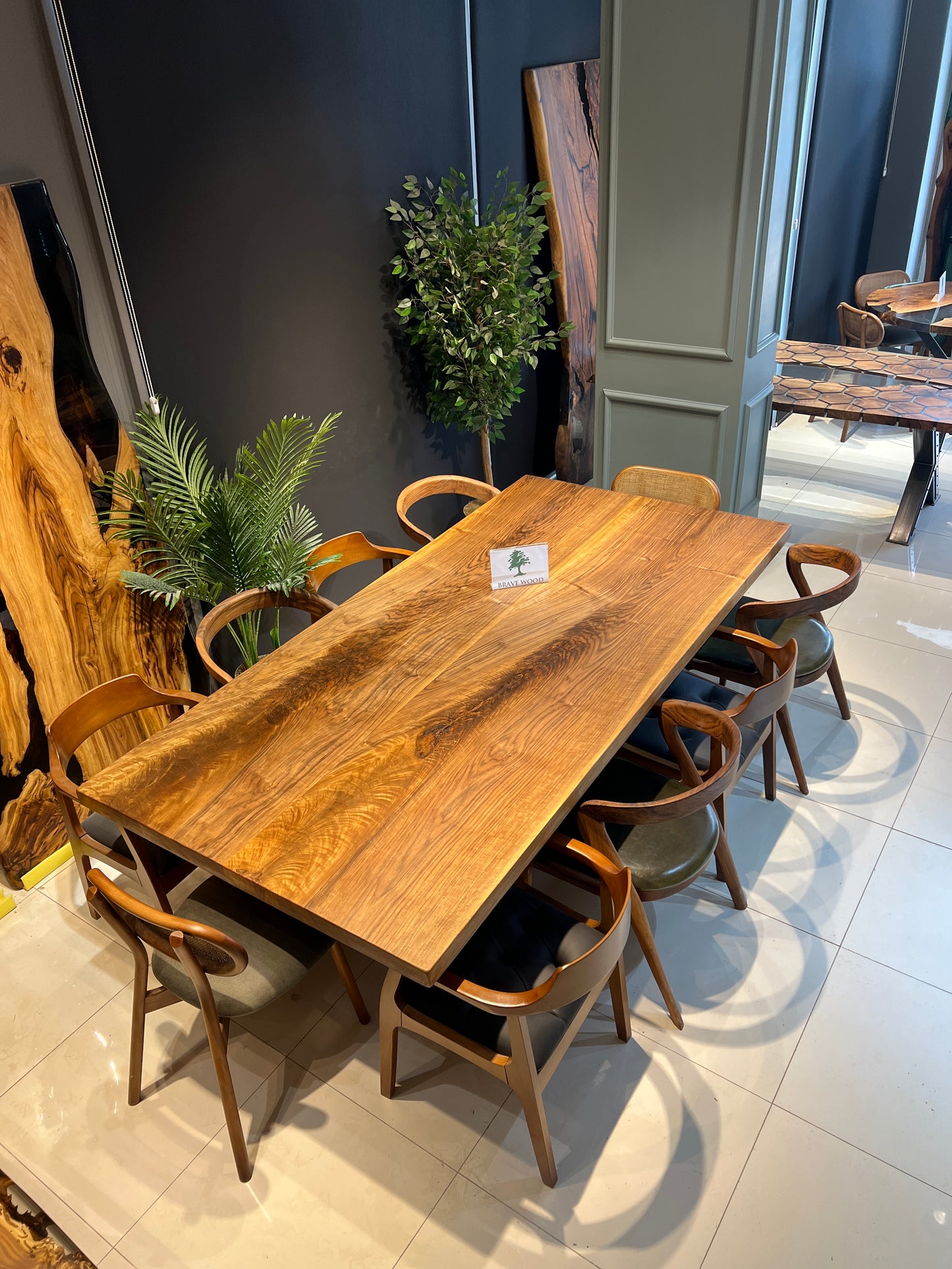 Custom live edge dining table, Custom walnut table, Log table, Dinner table, Black walnut dining table, Dining room table