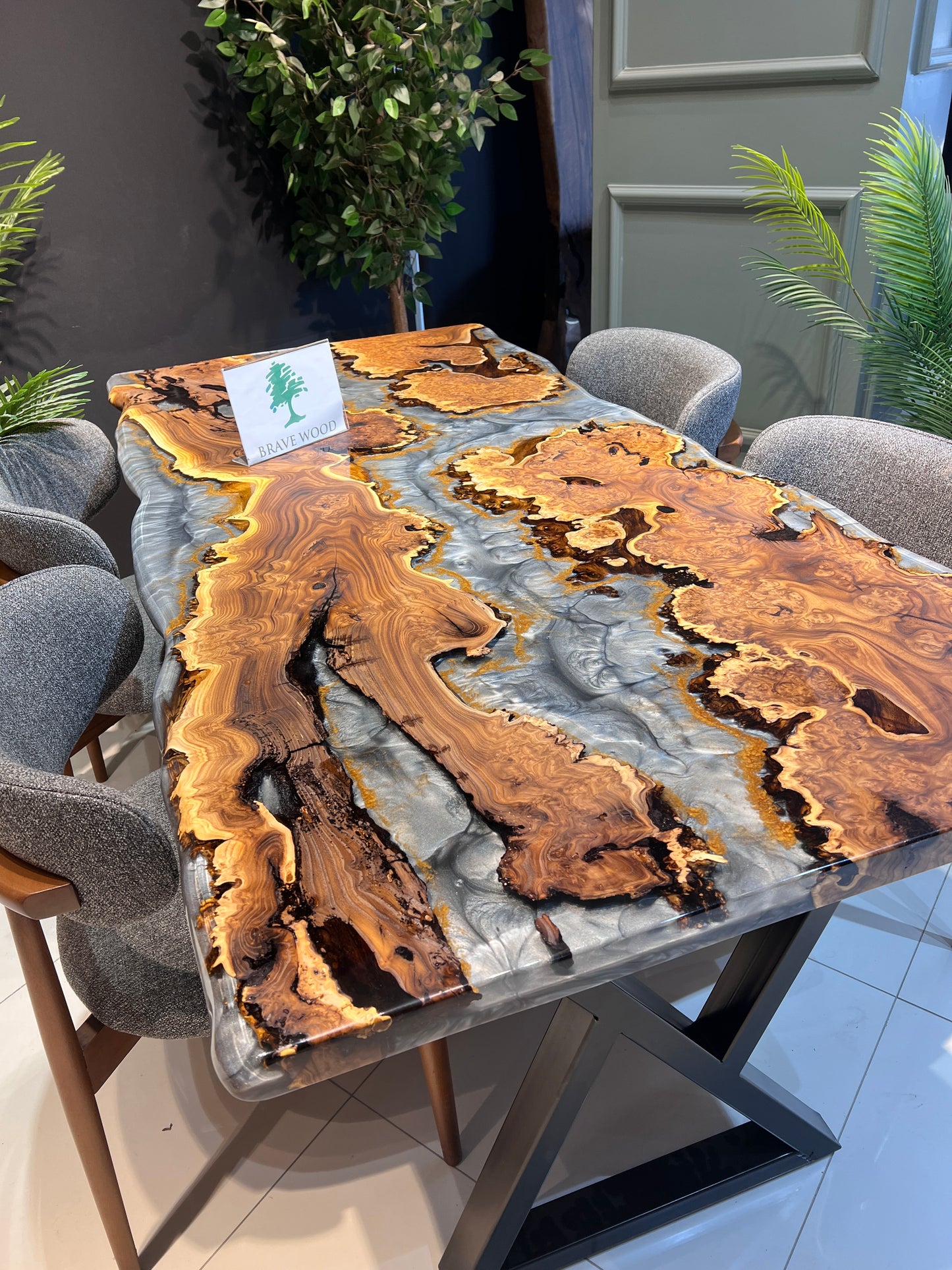 Kitchen epoxy table, Oleaster tree, Epoxy table, Custom live edge epoxy resin dining table, Dinner table