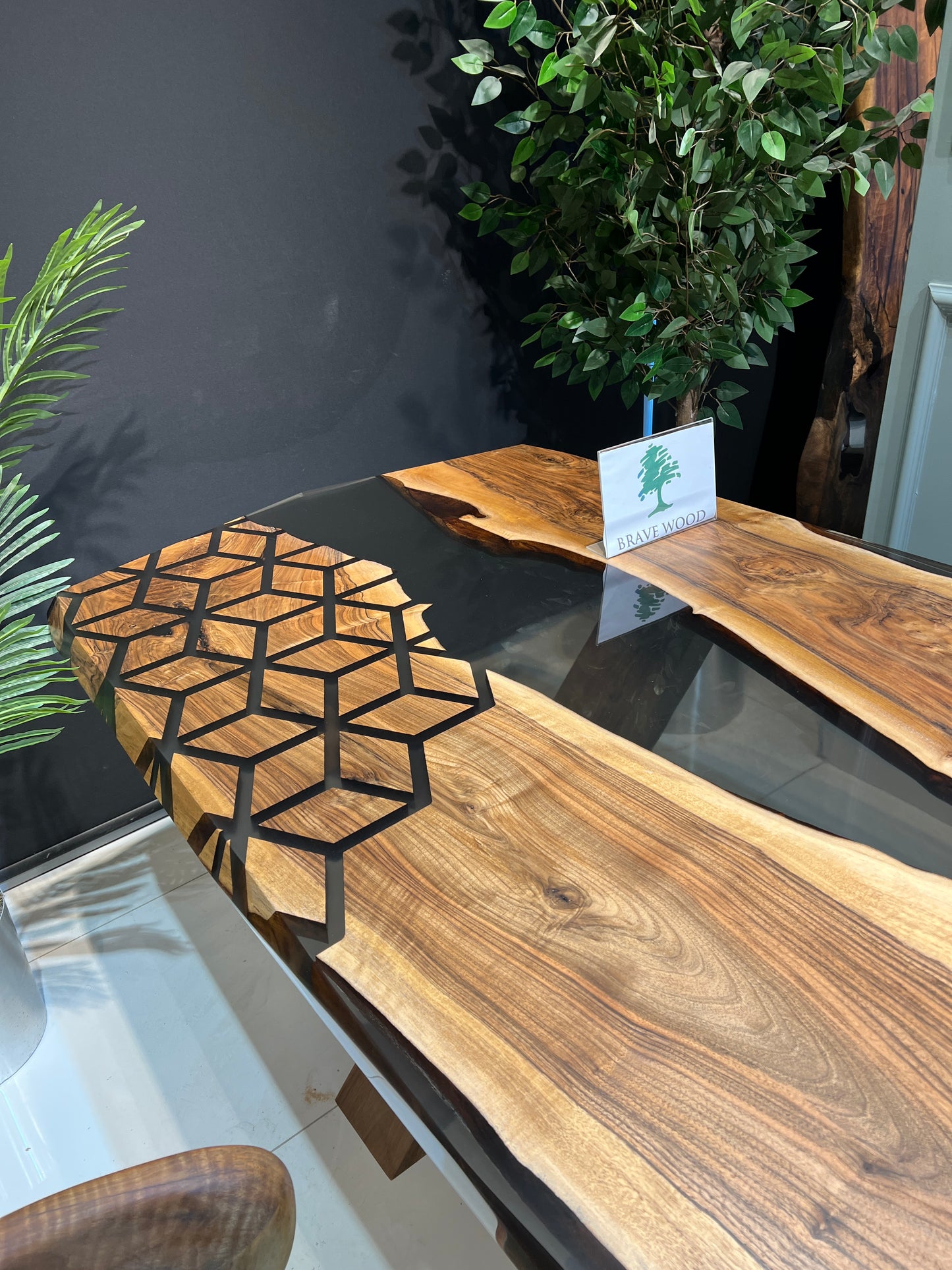 Smoke epoxy table, Kitchen dining table, Honeycomb Epoxy Table , Black Walnut Table, Epoxy Walnut table, Walnut dining room table,