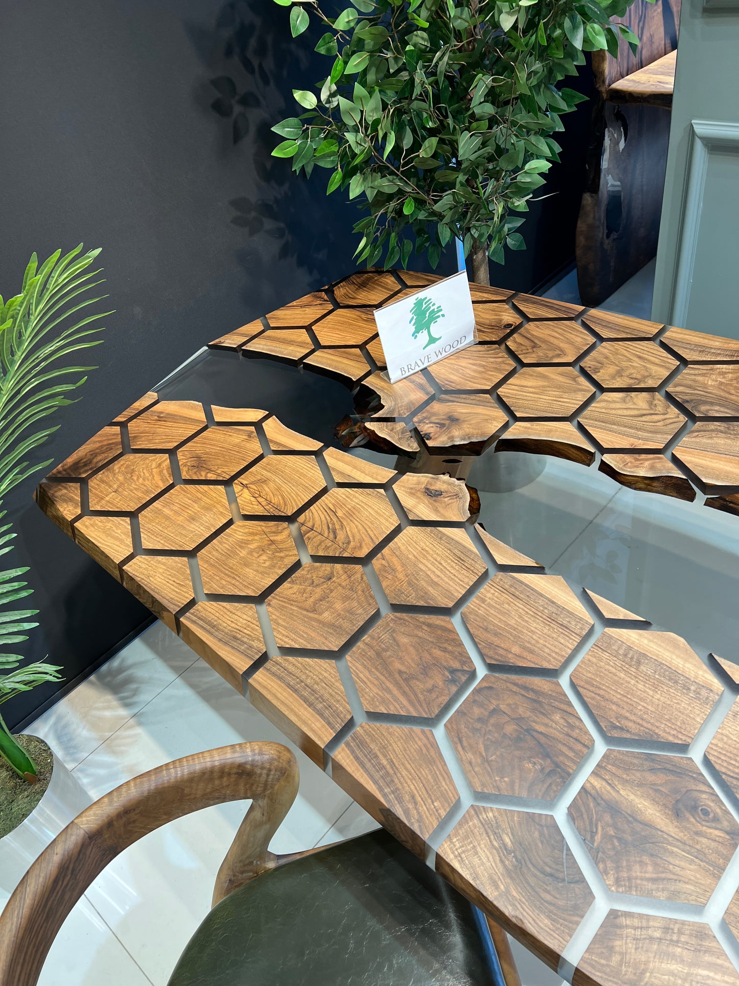 Conference table, Kitchen dining table, Honeycomb Epoxy Table , Black Walnut Table, Epoxy Walnut table, Walnut dining room table,