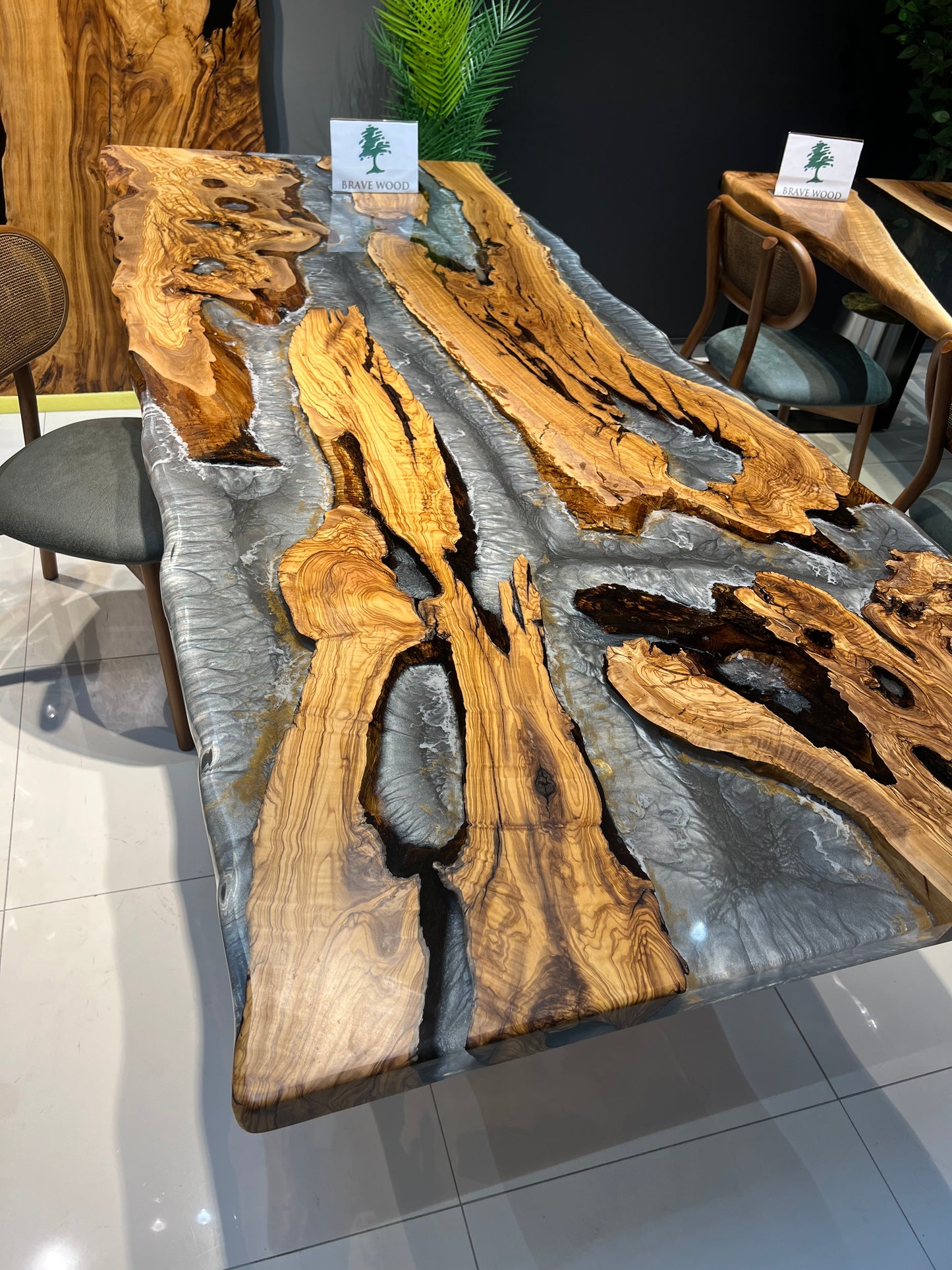 Olive wood dining room, coffee Table half payment