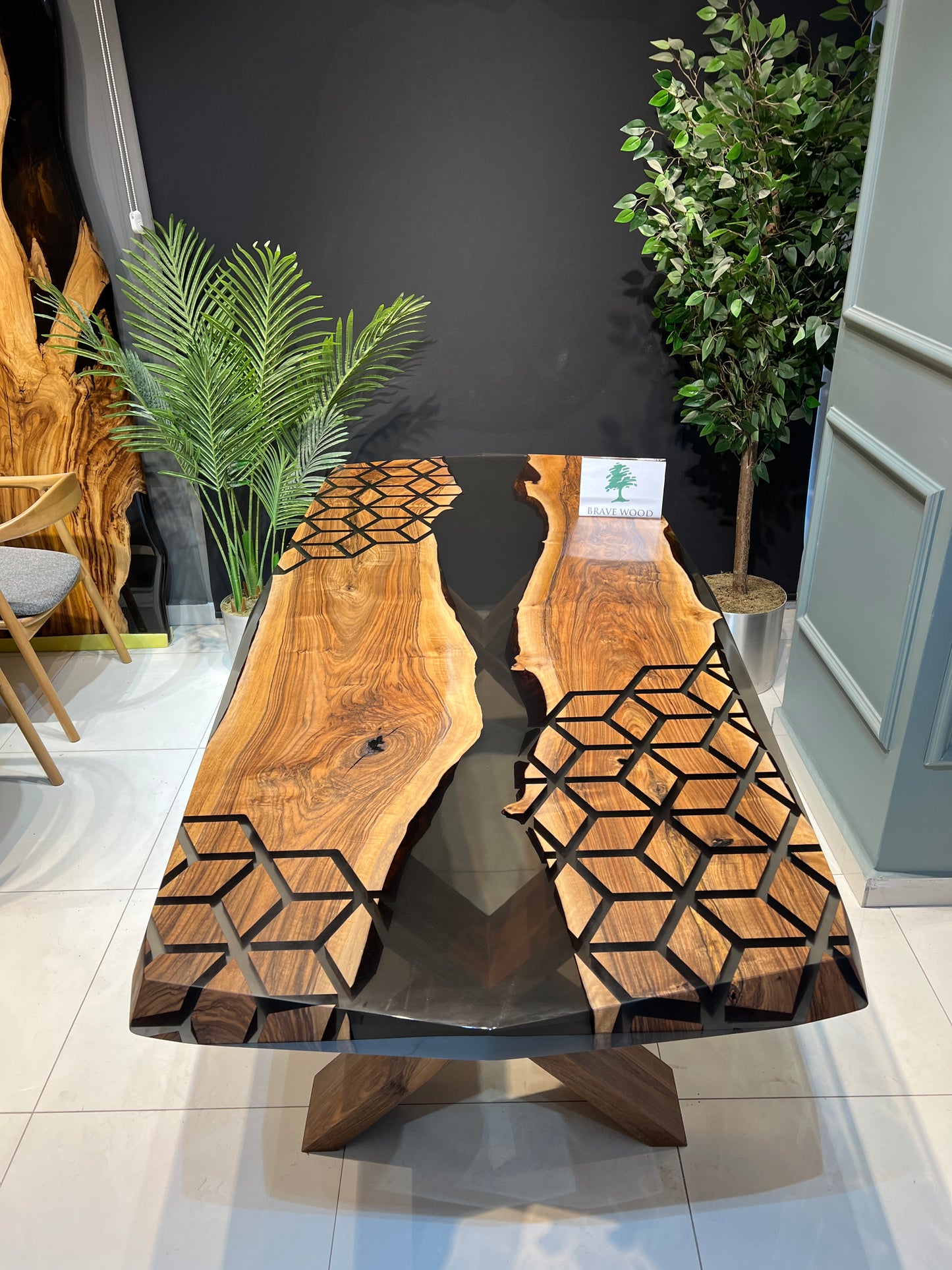 Smoke epoxy table, Kitchen dining table, Honeycomb Epoxy Table , Black Walnut Table, Epoxy Walnut table, Walnut dining room table,