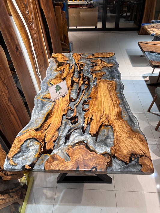 Gray epoxy, Dining room table, Conference table, Epoxy olive table, Custom live edge epoxy resin dining table, Dining room table