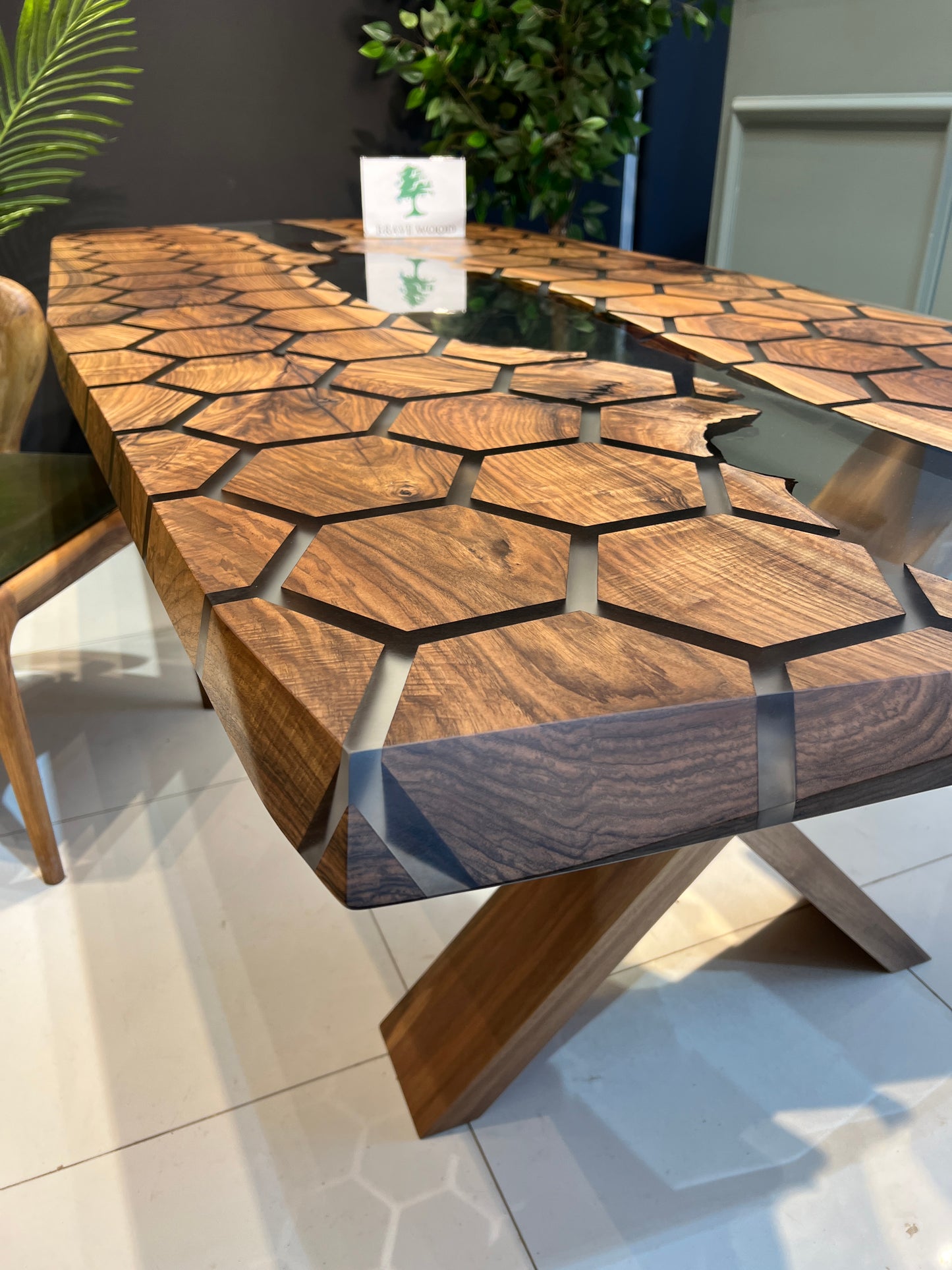 Conference table, Kitchen dining table, Honeycomb Epoxy Table , Black Walnut Table, Epoxy Walnut table, Walnut dining room table,