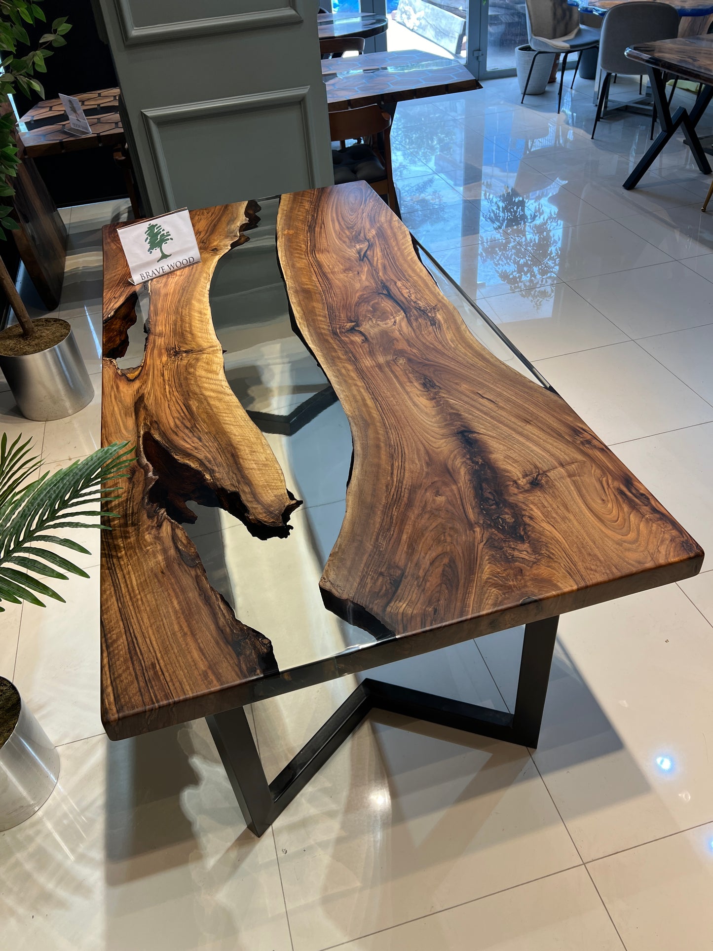 Dining room table, Epoxy Walnut table, Epoxy table, Clear epoxy