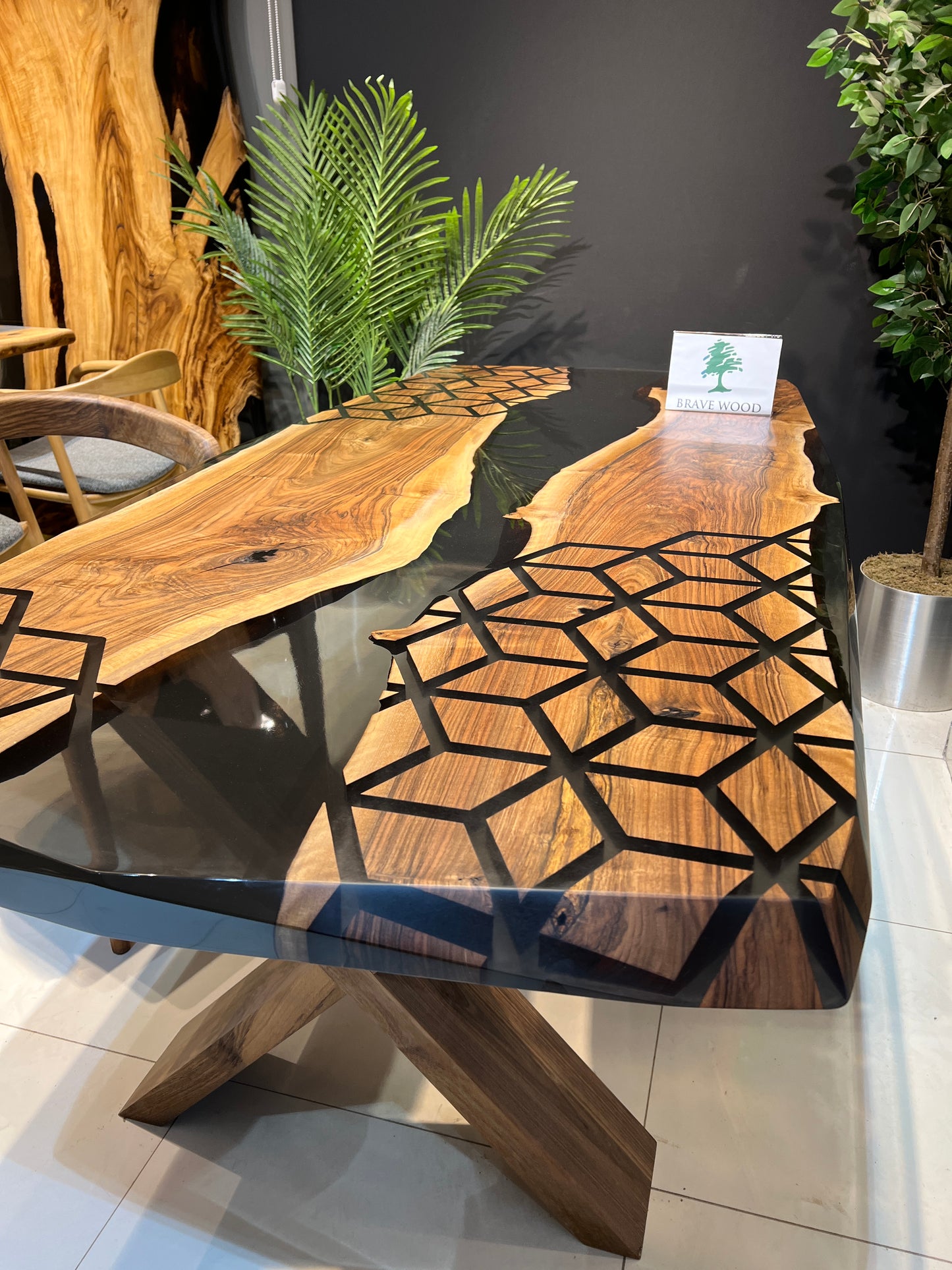 Smoke epoxy table, Kitchen dining table, Honeycomb Epoxy Table , Black Walnut Table, Epoxy Walnut table, Walnut dining room table,