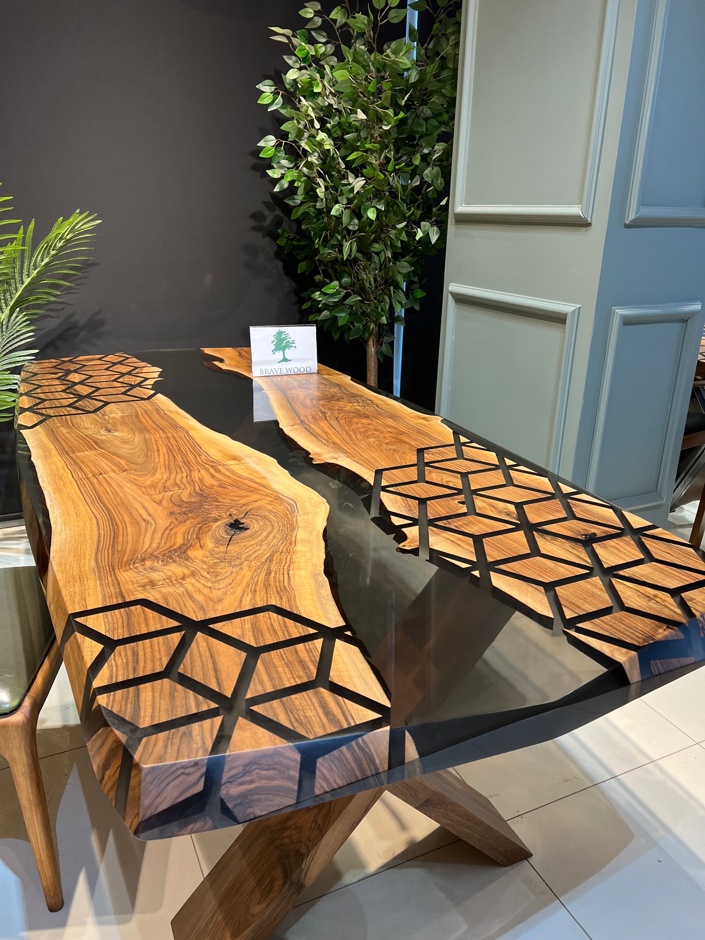 Smoke epoxy table, Kitchen dining table, Honeycomb Epoxy Table , Black Walnut Table, Epoxy Walnut table, Walnut dining room table,