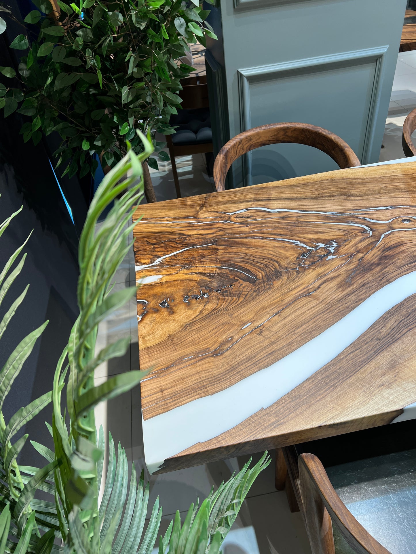 Kitchen table, Dining room table, White epoxy, Walnut wood, Epoxy table, Custom live edge epoxy resin dining table, Dinner table