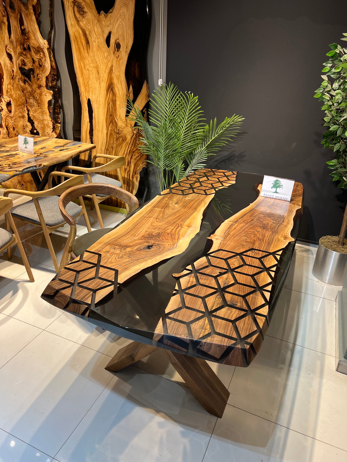 Smoke epoxy table, Kitchen dining table, Honeycomb Epoxy Table , Black Walnut Table, Epoxy Walnut table, Walnut dining room table,