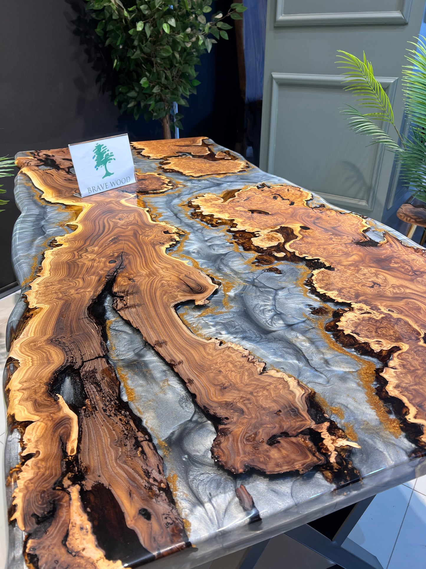 Kitchen epoxy table, Oleaster tree, Epoxy table, Custom live edge epoxy resin dining table, Dinner table