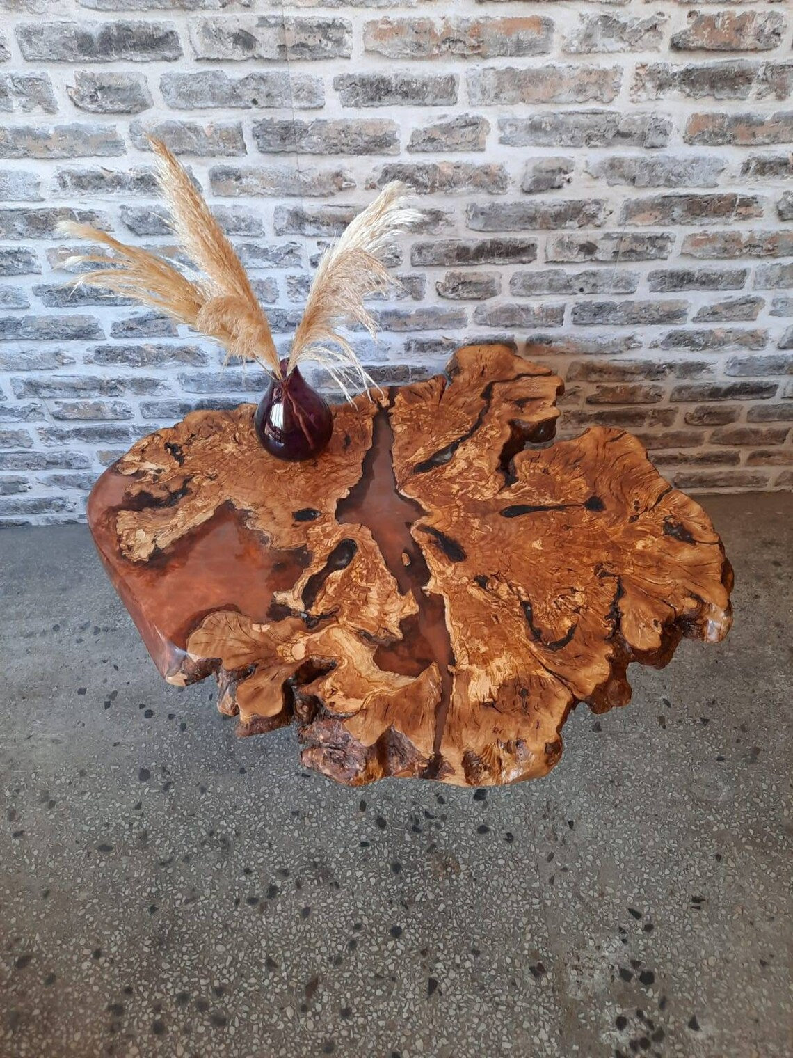 Olive Wood Table, Olive Round Coffee&End Table, Coffee Table with Epoxy Resin