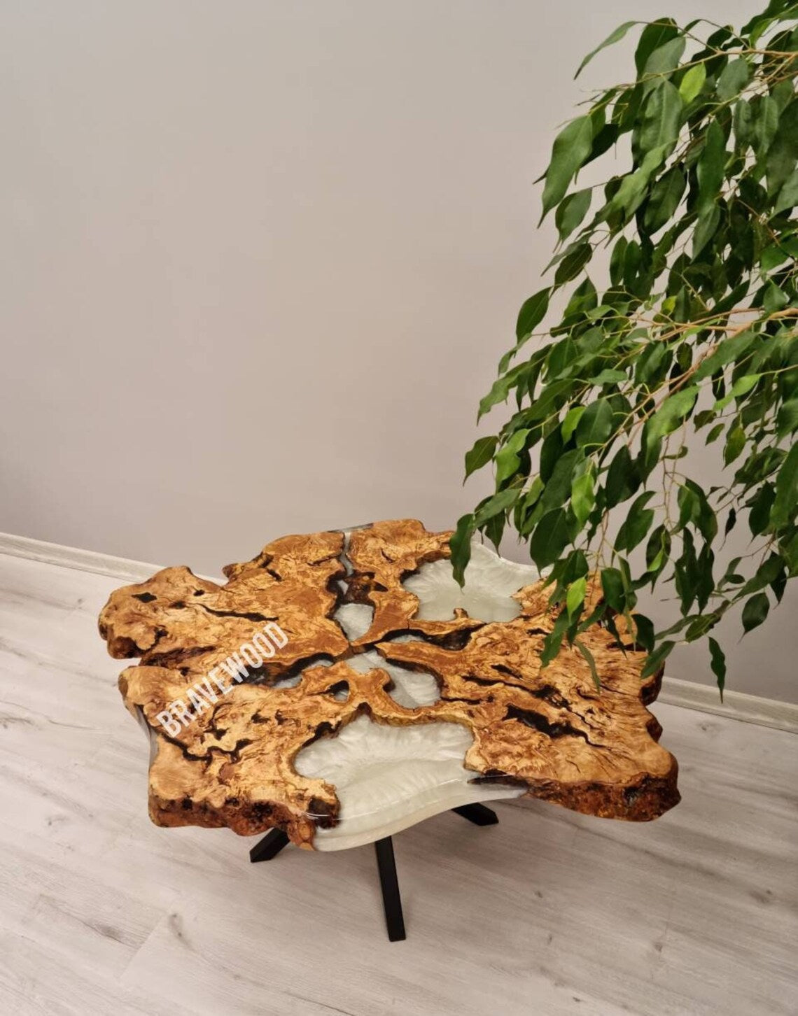 Olive Wood Table, Olive Round Coffee&End Table, Coffee Table with Epoxy Resin