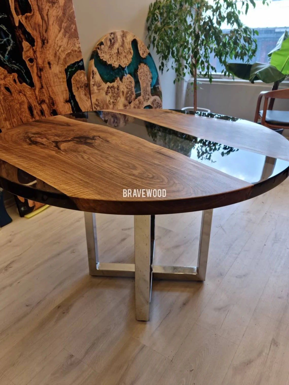 Custom round epoxy table,epoxy round table , smoke epoxy -clear epoxy ,round coffee table , epoxy river table