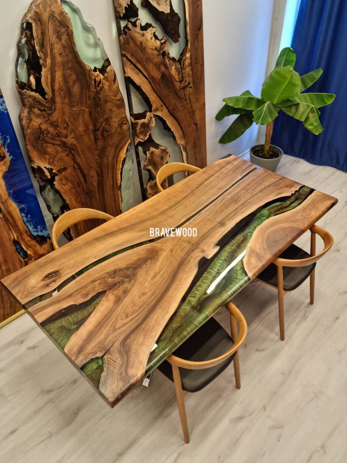 Walnut table, dining room table, epoxy dining room table,custom design dining table,dinner table