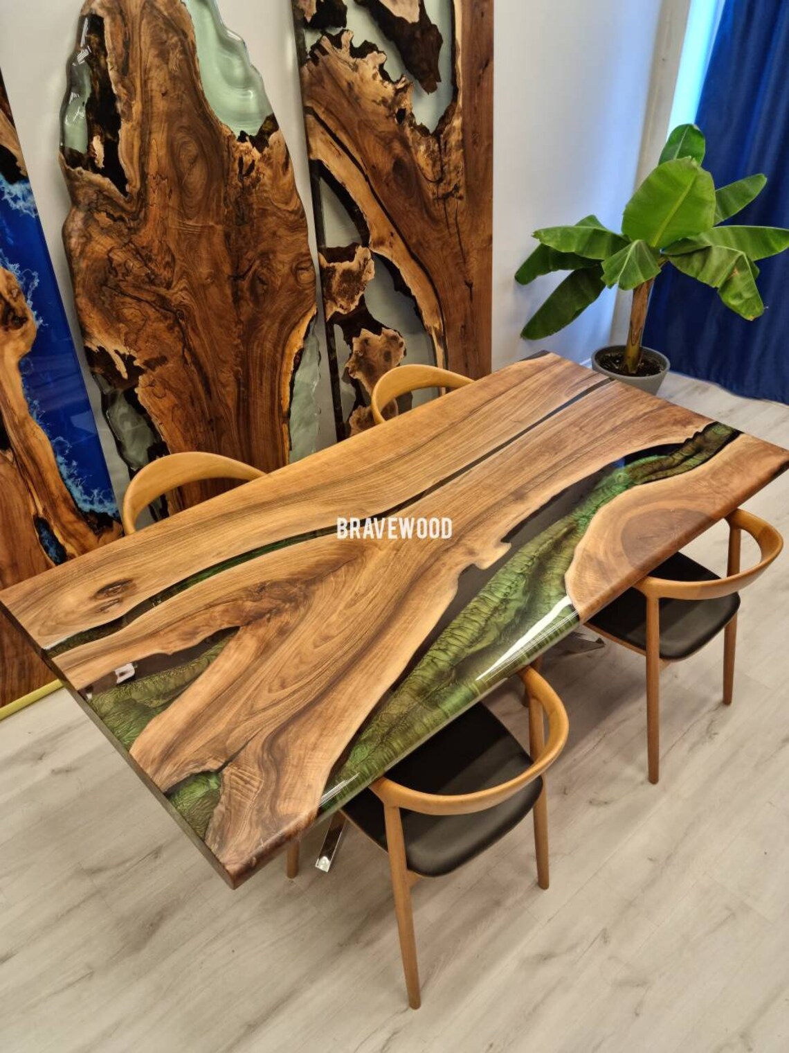 Walnut table, dining room table, epoxy dining room table,custom design dining table,dinner table