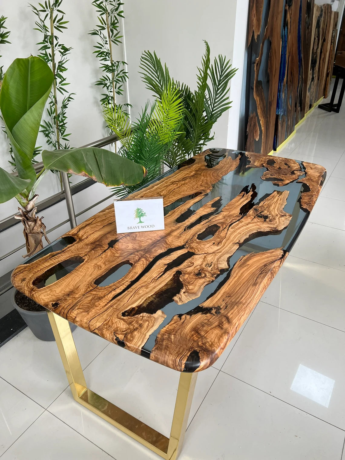 Olive wood epoxy table, Blue epoxy table, Dining room table, River Epoxy Table, Epoxy dining table, Kitchen table