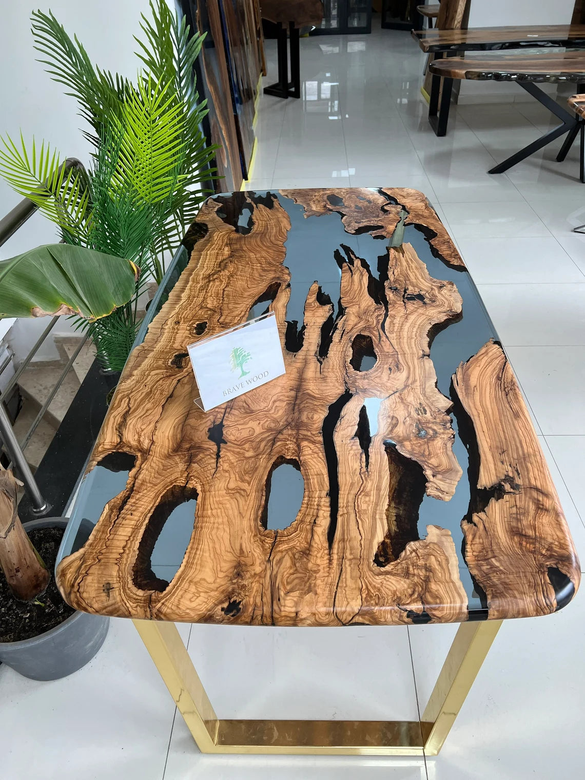 Olive wood epoxy table, Blue epoxy table, Dining room table, River Epoxy Table, Epoxy dining table, Kitchen table