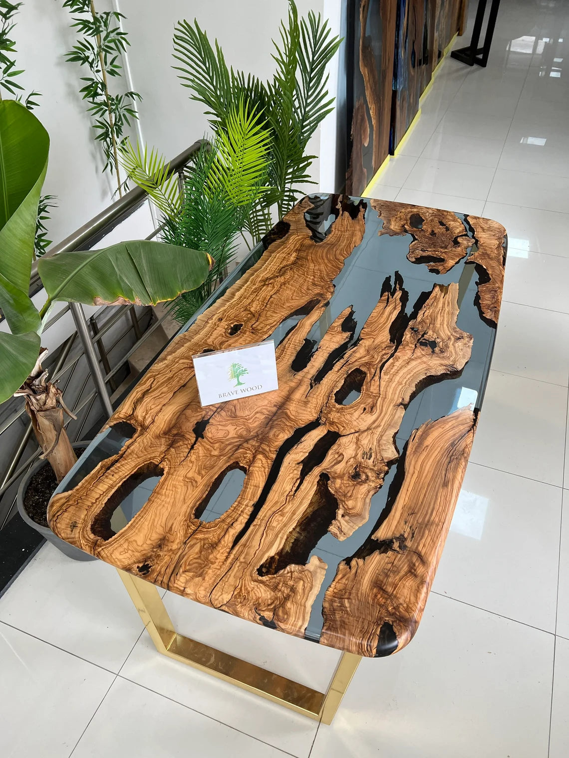 Olive wood epoxy table, Blue epoxy table, Dining room table, River Epoxy Table, Epoxy dining table, Kitchen table