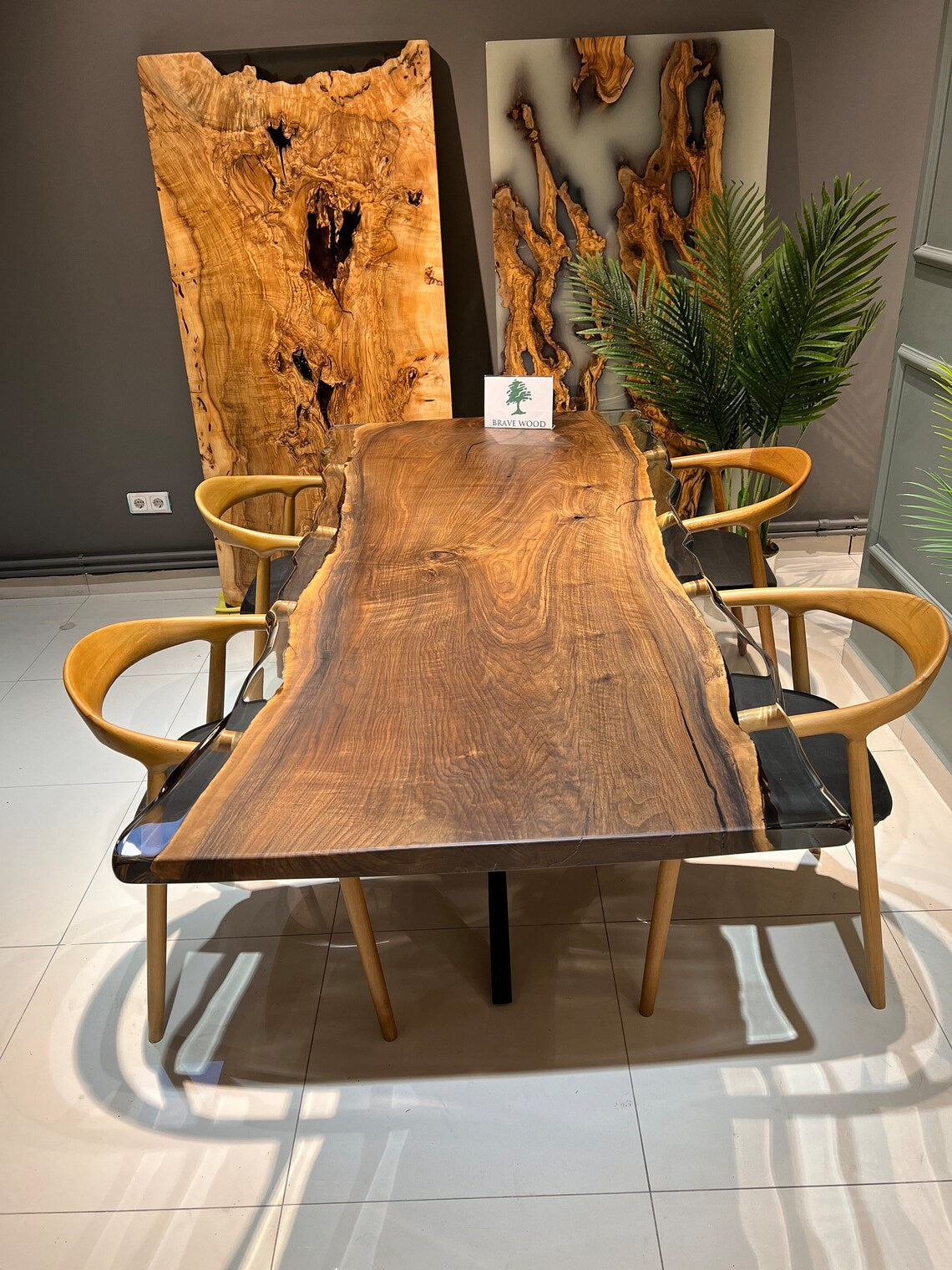 Walnut dining rom Table, Epoxy dining rom Table