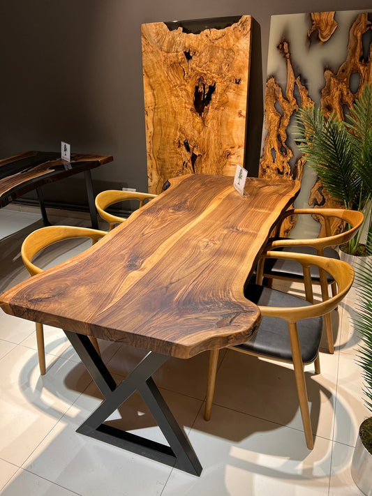 Custom live edge dining table, Custom walnut table, Log table, Dinner table, Black walnut dining table, Dining room table