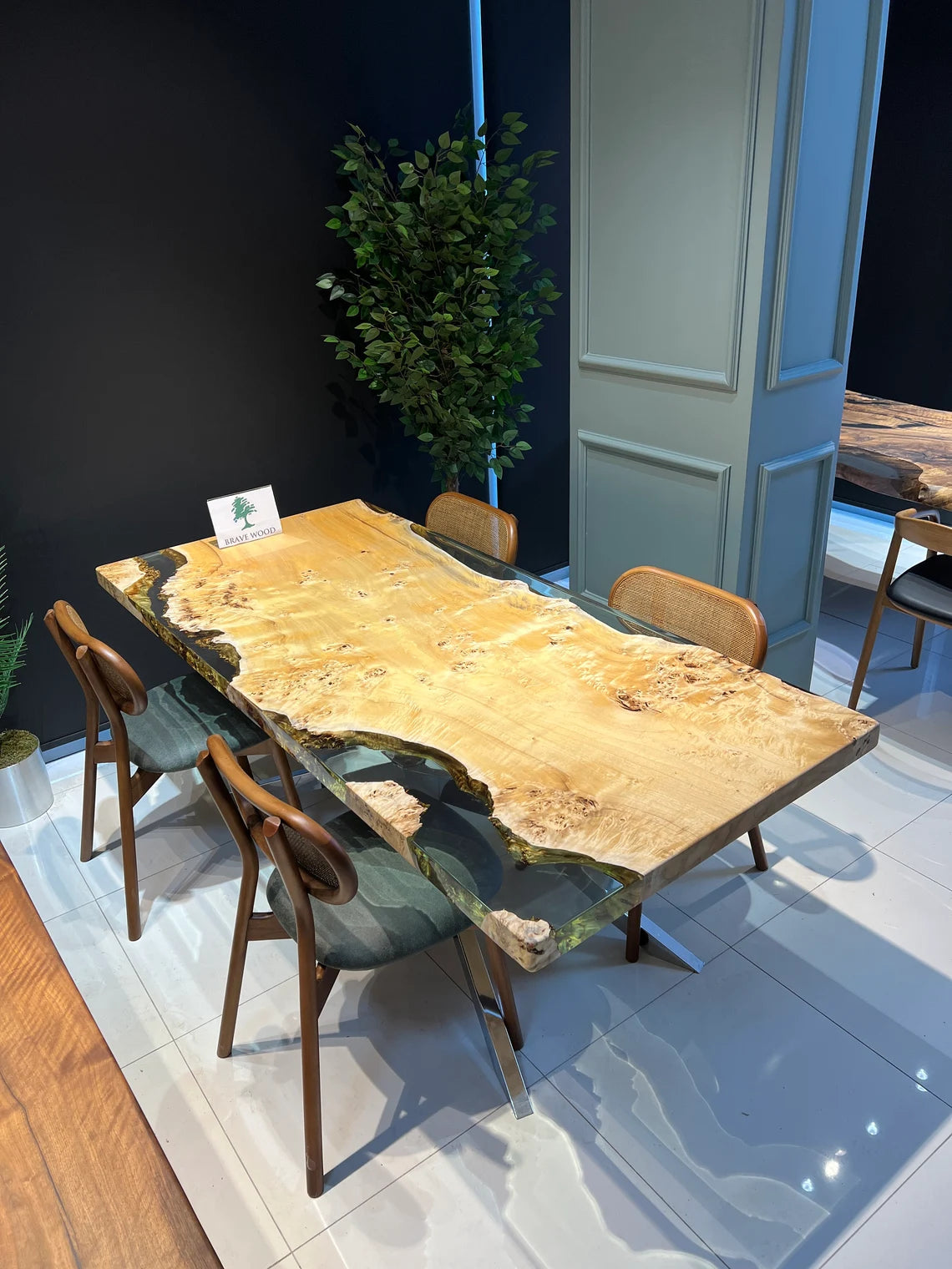 Kitchen & Dining Tables, Custom design epoxy table, Live edge Poplar Wood, Epoxy Table,Ultra clear epoxy dining table,Dining room table