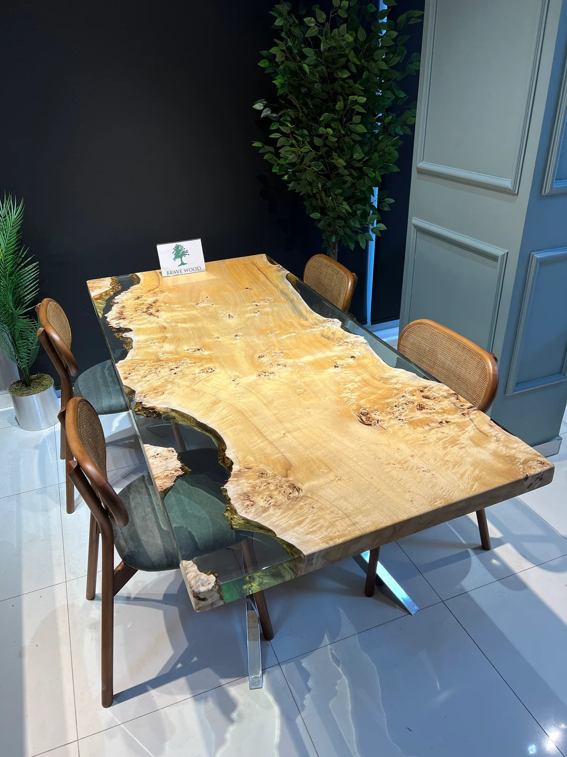 Kitchen & Dining Tables, Custom design epoxy table, Live edge Poplar Wood, Epoxy Table,Ultra clear epoxy dining table,Dining room table