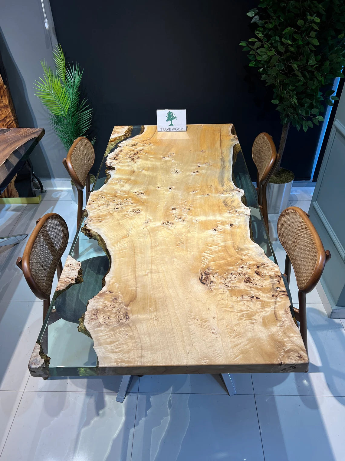 Kitchen & Dining Tables, Custom design epoxy table, Live edge Poplar Wood, Epoxy Table,Ultra clear epoxy dining table,Dining room table