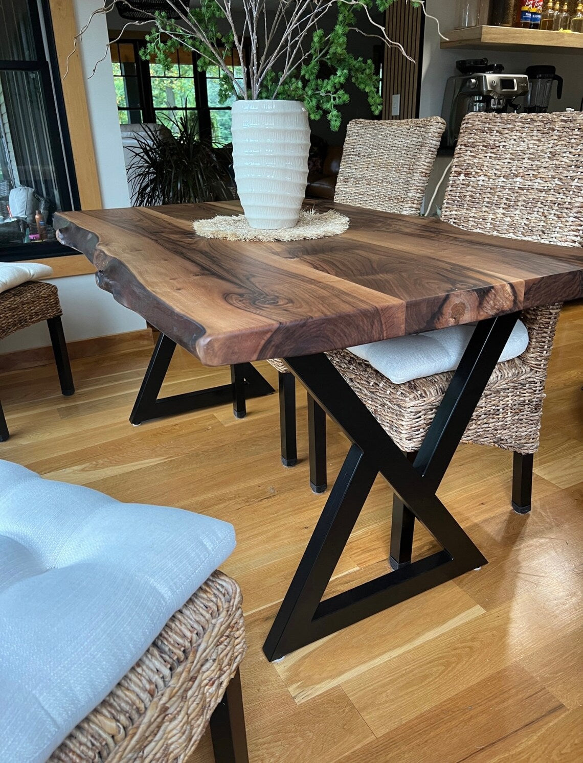 Custom live edge dining table, Walnut table, Log table, Dinner table, Black walnut dining table, Dining room table