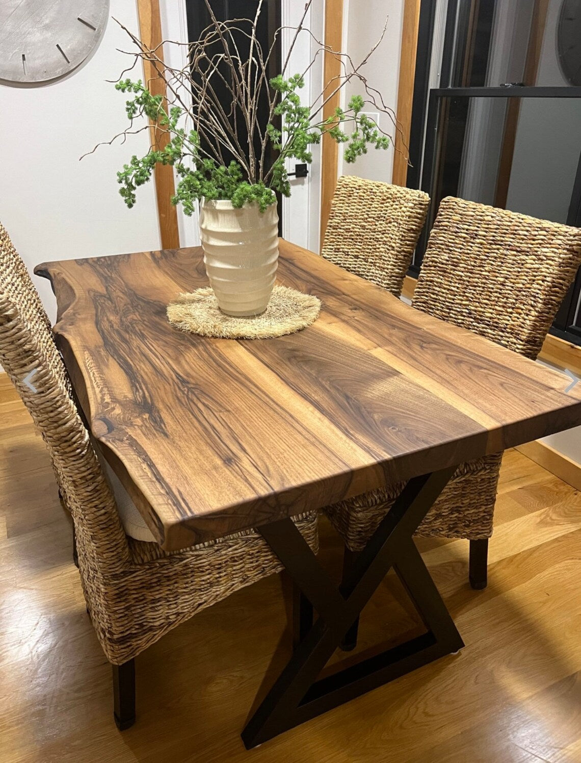 Custom live edge dining table, Walnut table, Log table, Dinner table, Black walnut dining table, Dining room table