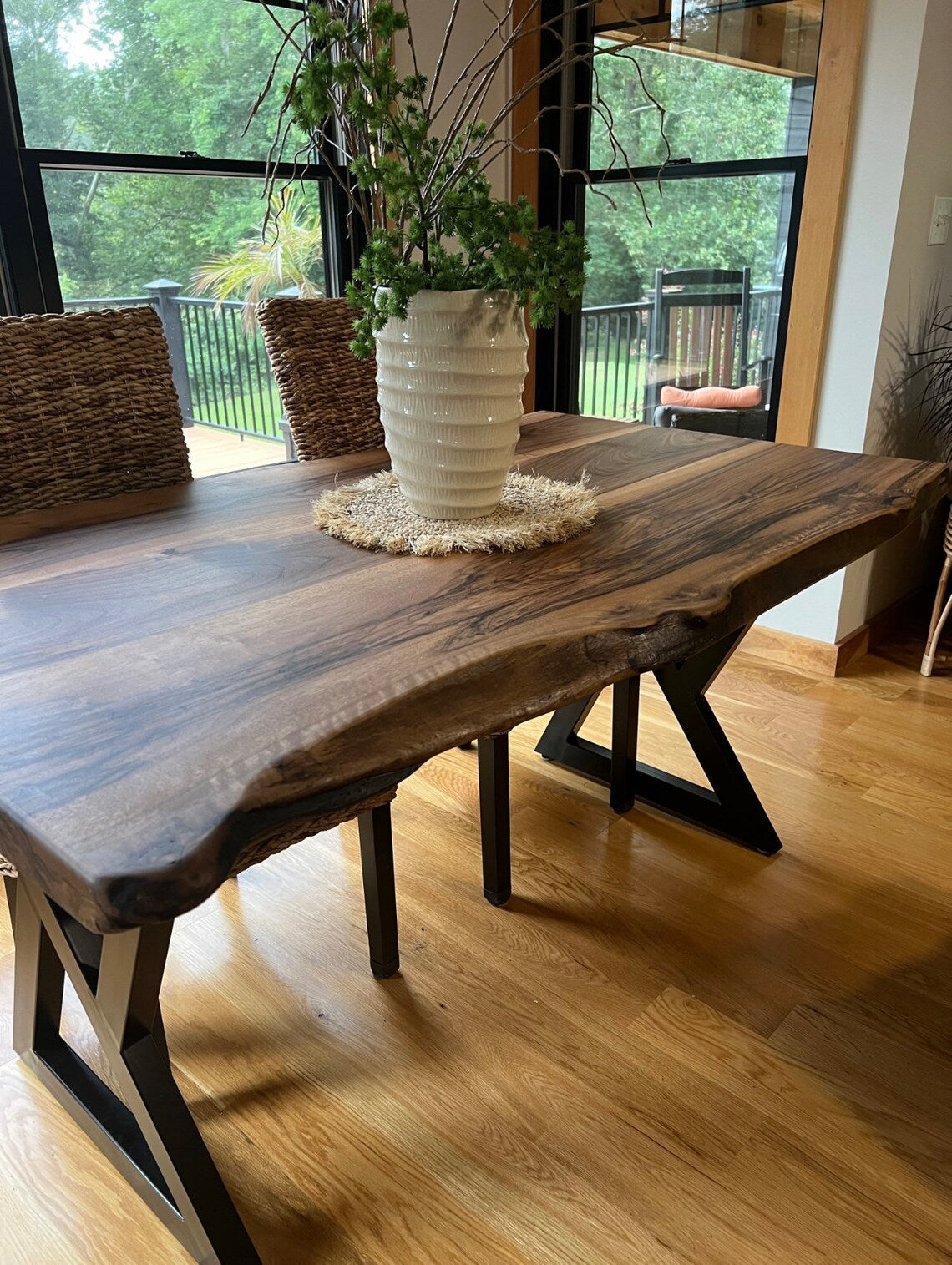 Custom live edge dining table, Walnut table, Log table, Dinner table, Black walnut dining table, Dining room table