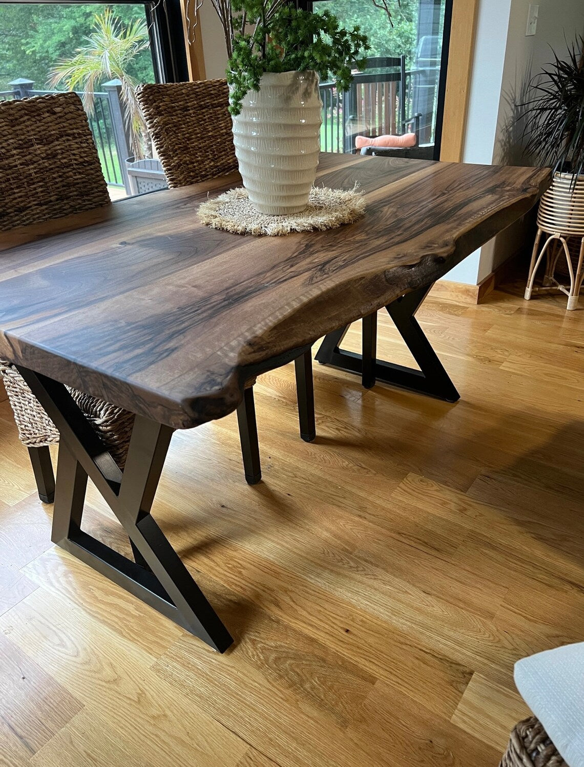 Custom live edge dining table, Walnut table, Log table, Dinner table, Black walnut dining table, Dining room table