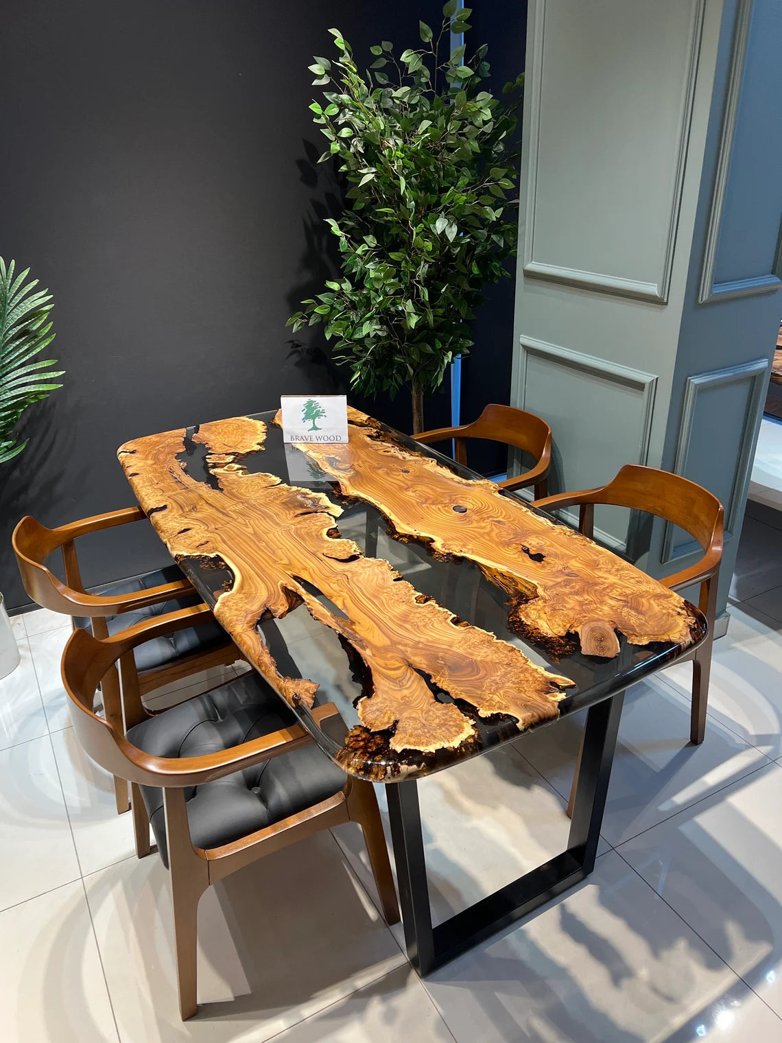 Dining room table, Oleaster tree, Epoxy table, Custom live edge epoxy resin dining table, Dinner table