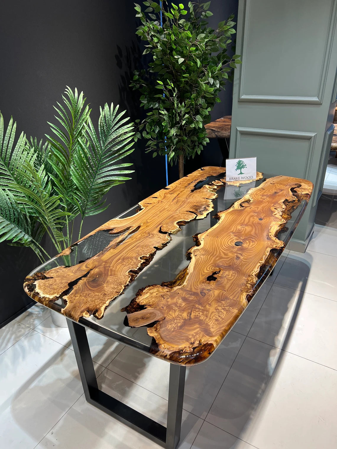 Dining room table, Oleaster tree, Epoxy table, Custom live edge epoxy resin dining table, Dinner table